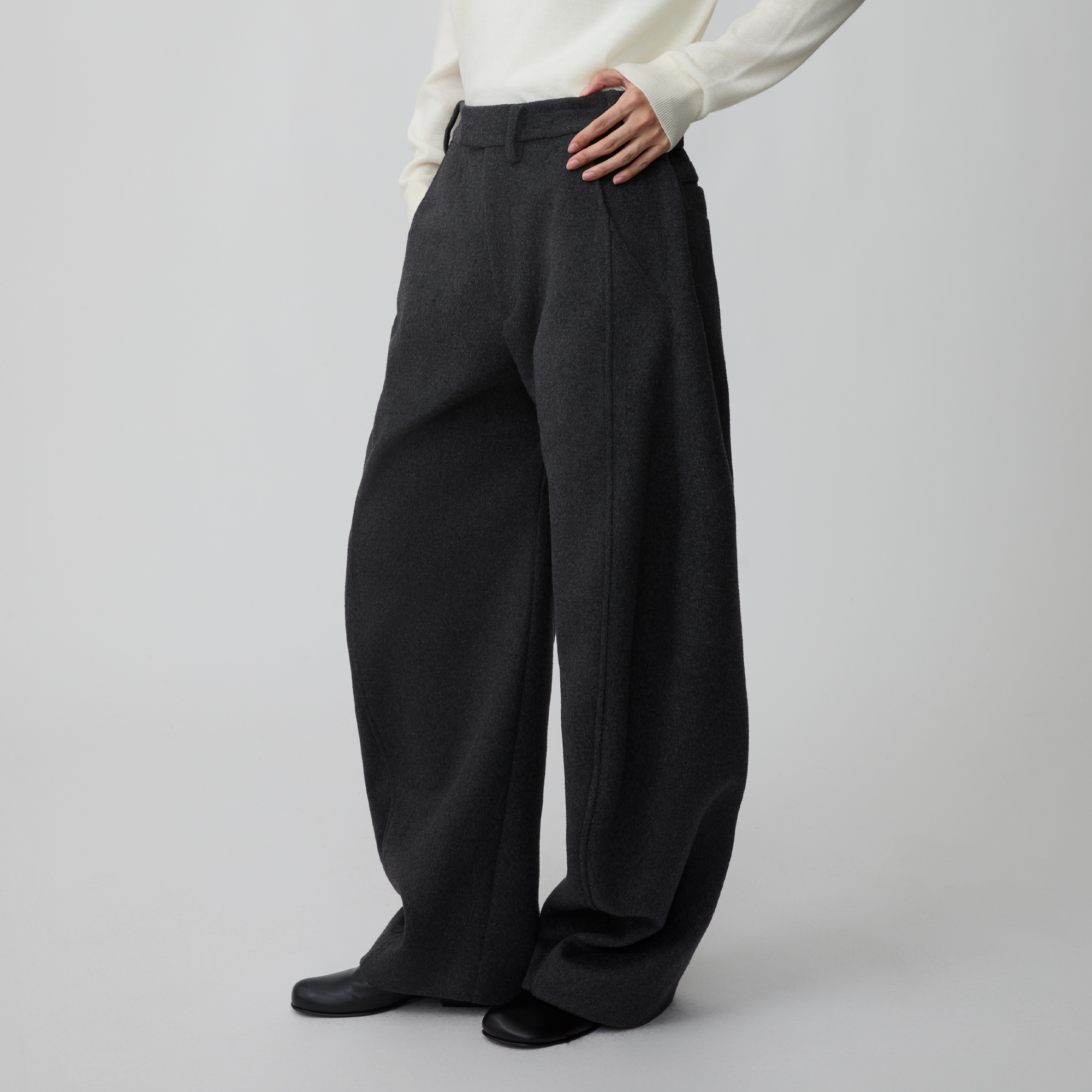OPICLOTH Essential Wool-Blend Barrel Pants, premium urban and streetwear designers apparel on PROJECTISR.com, OPICLOTH