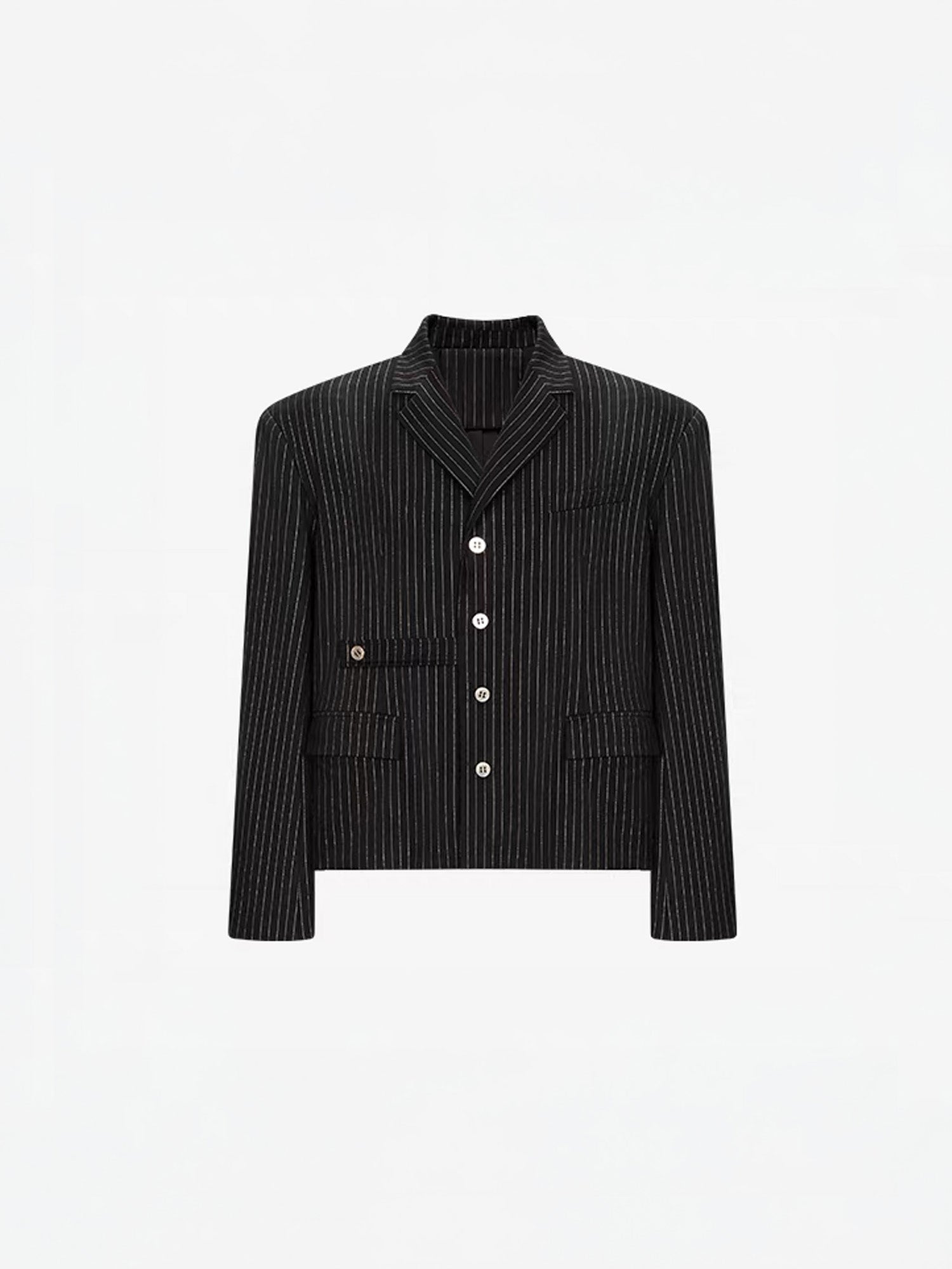 TIWILLTANG Cropped Pinstripe Strap Blazer, premium urban and streetwear designers apparel on PROJECTISR.com, TIWILLTANG