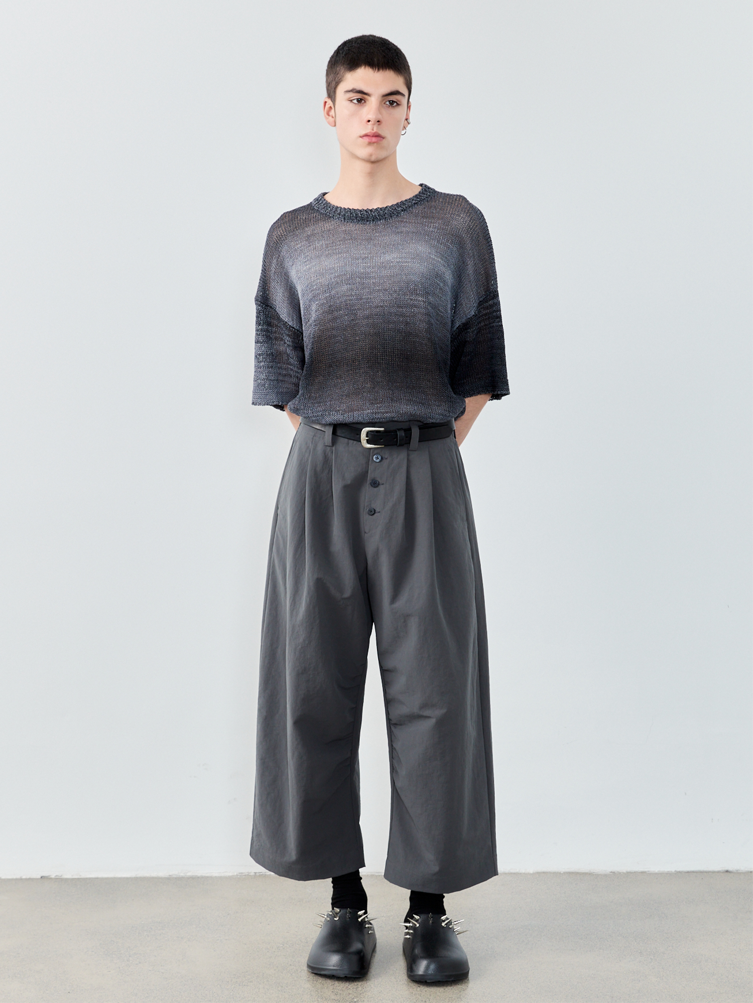 GRAINMUSTARD Gradient Open-Knit Paper-Yarn Tee