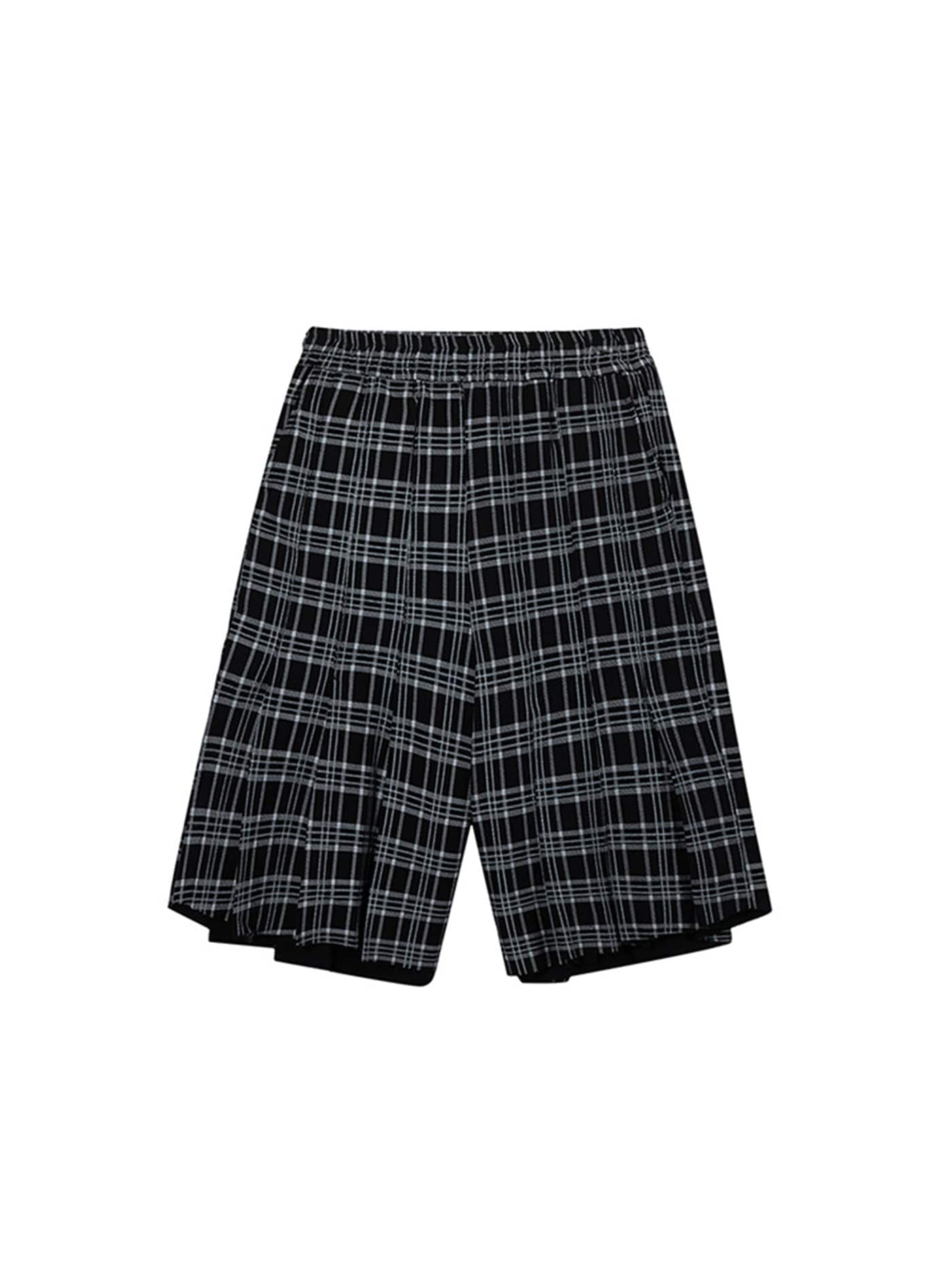 ARTIFICIAL WORLD Raw-Edge Plaid Wide-Leg Shorts, premium urban and streetwear designers apparel on PROJECTISR.com, ARTIFICIAL WORLD