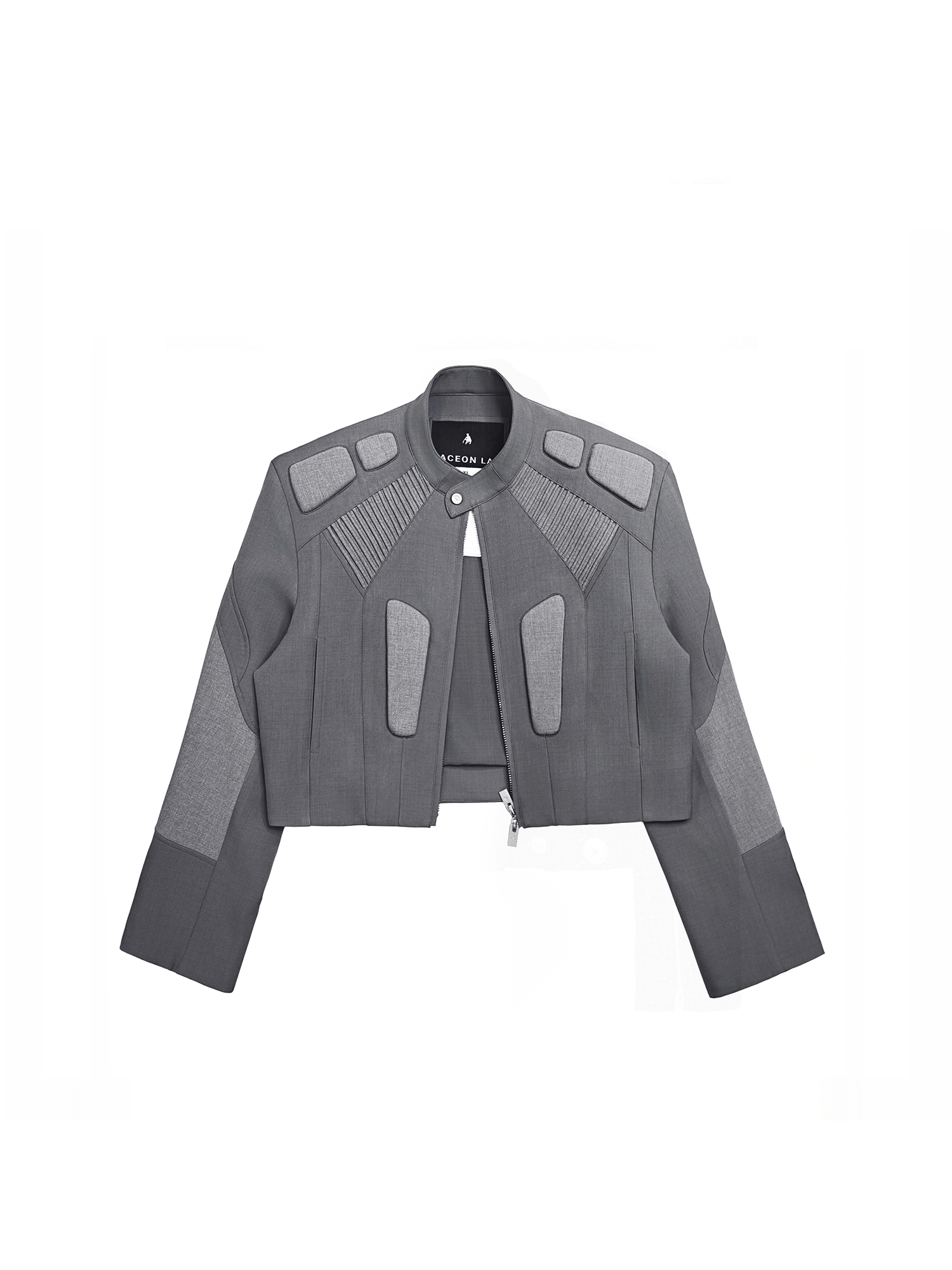 FACEONLAB Short Suit Jacket グレー FACEONLAB Paneled Armor Padding Biker Jacket