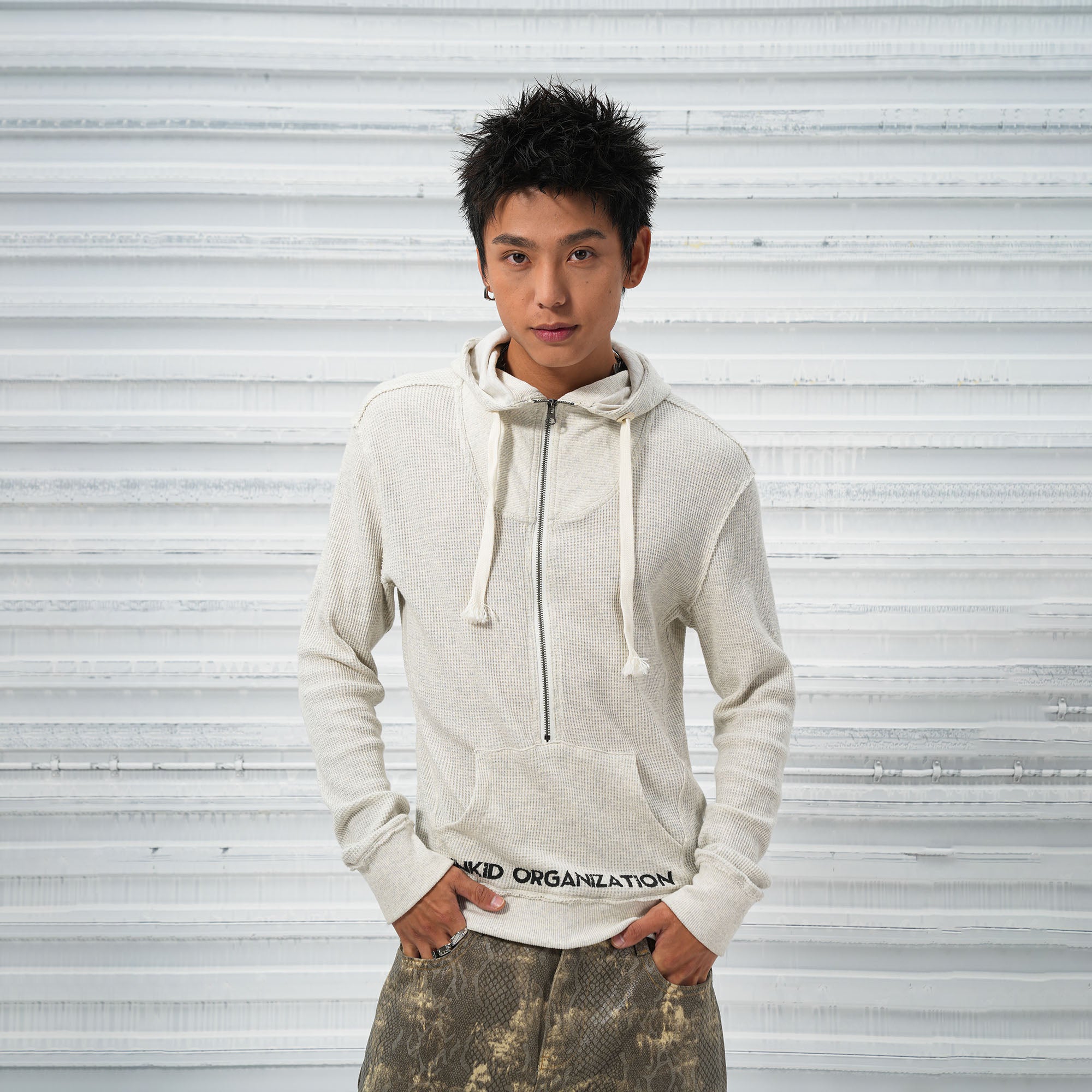 VINKID Pigeon Circle Waffle Half-Zip Hoodie, premium urban and streetwear designers apparel on PROJECTISR.com, VINKID