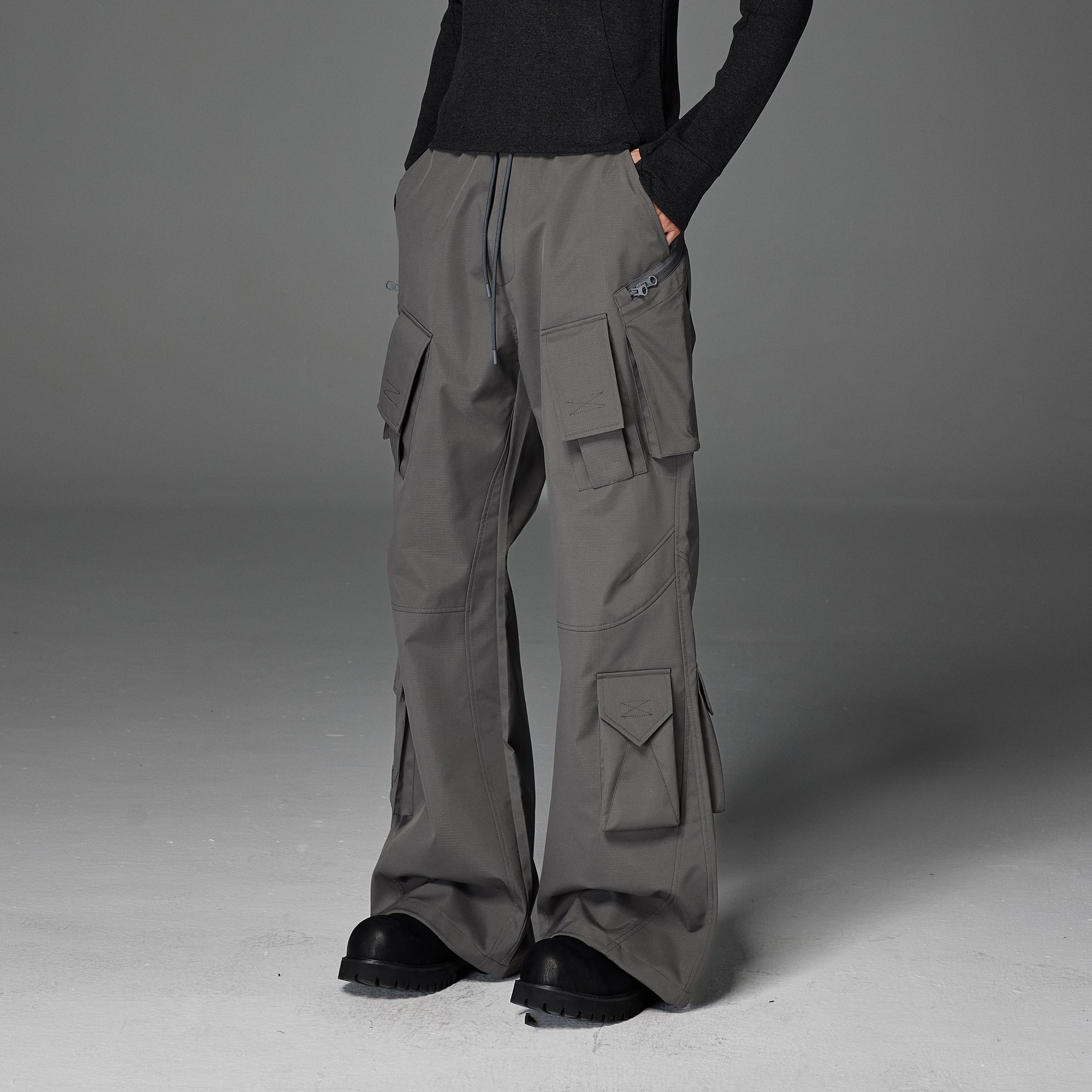 CATSSTAC Multi-Pocket Paneled Drawstring Cargo Pants