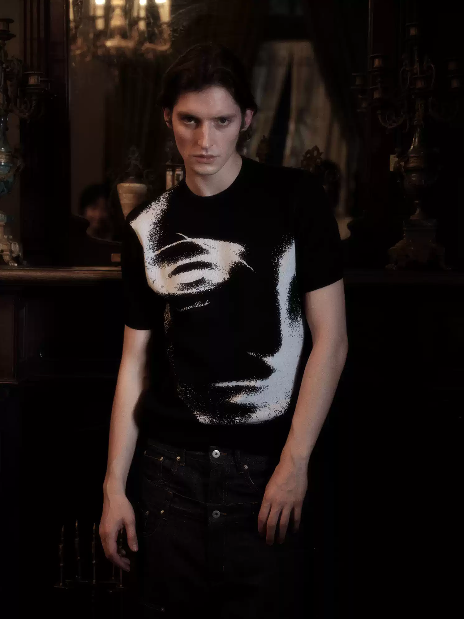 WANNA LAB Portrait Jacquard Knit T-Shirt