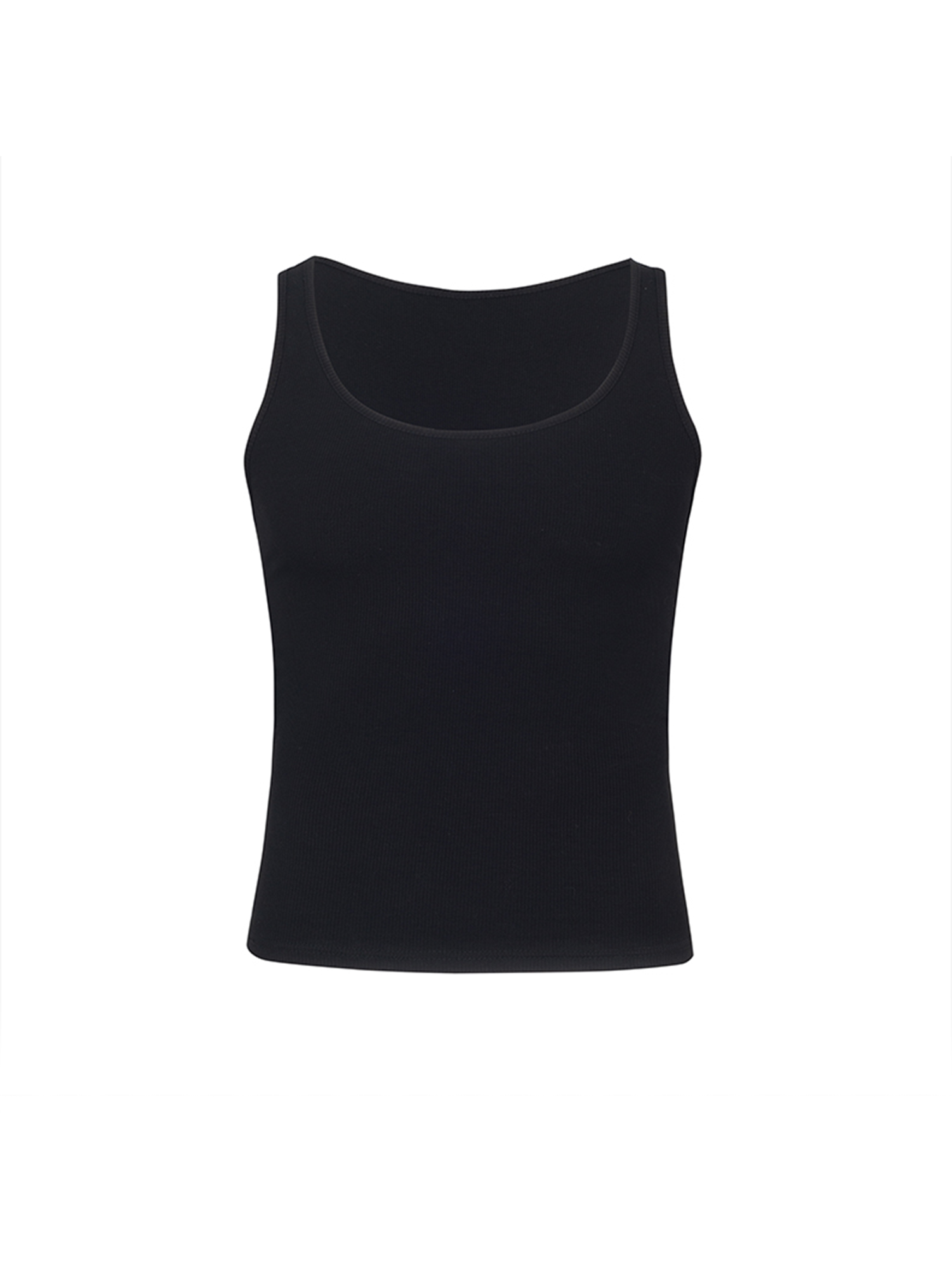 TUIMU Back Cut-Out Ribbed Tank Top Black