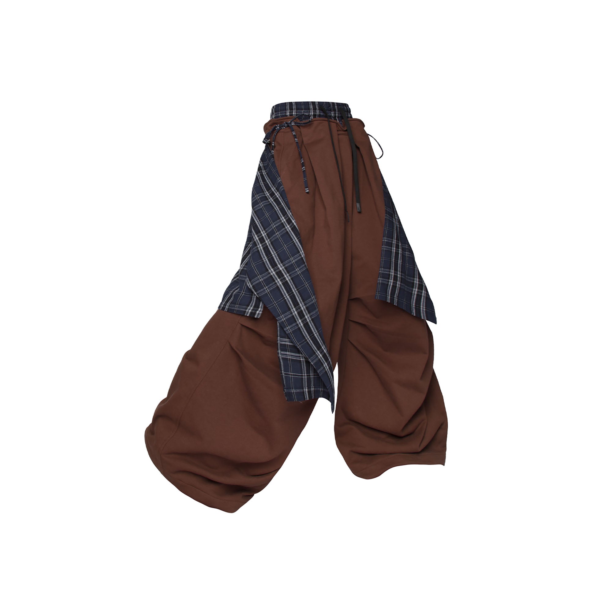 RELABEL Double Waistband Detachable Back Flap Oversized Sweatpants Brown