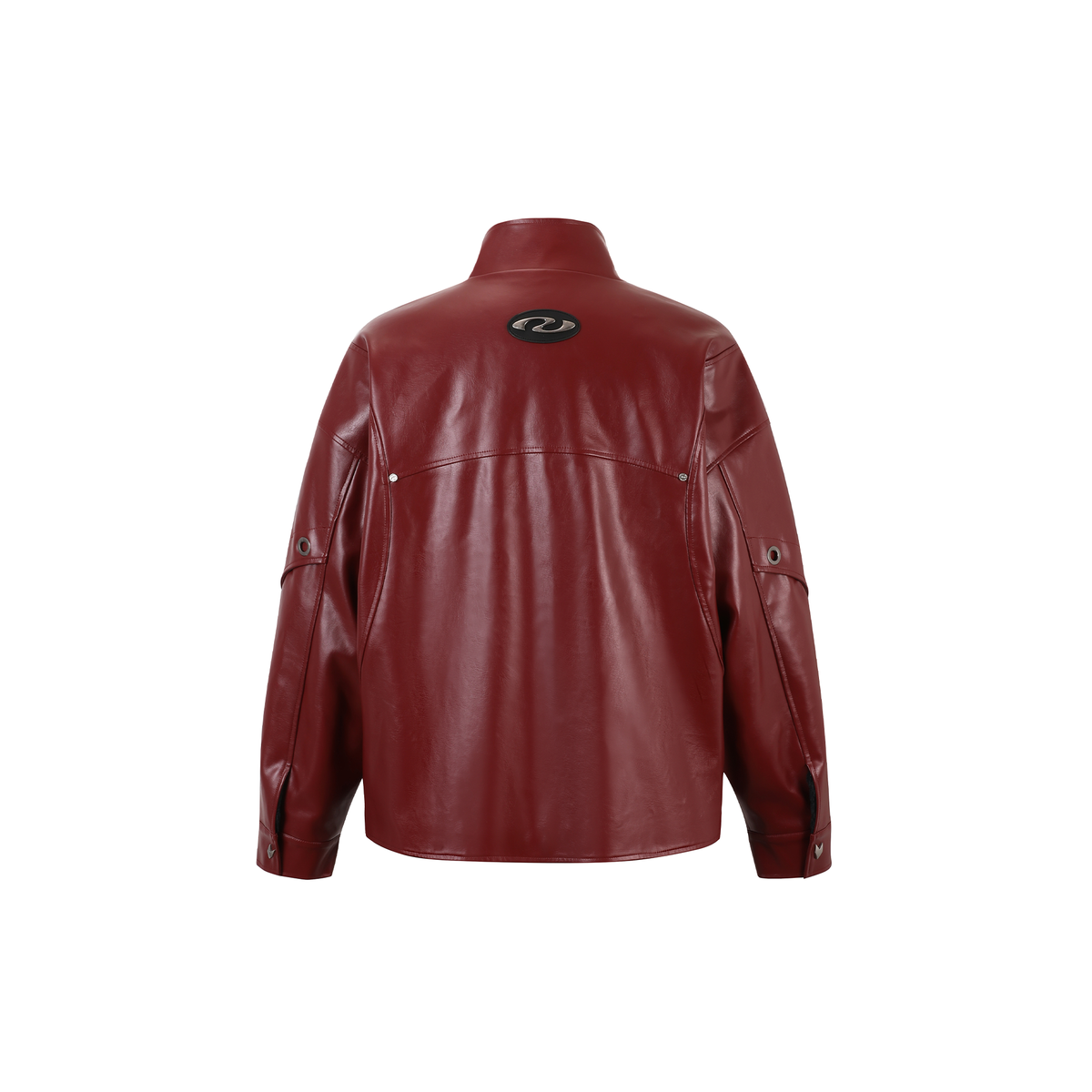 REMODUTION Faux Leather Stand-Collar Jacket