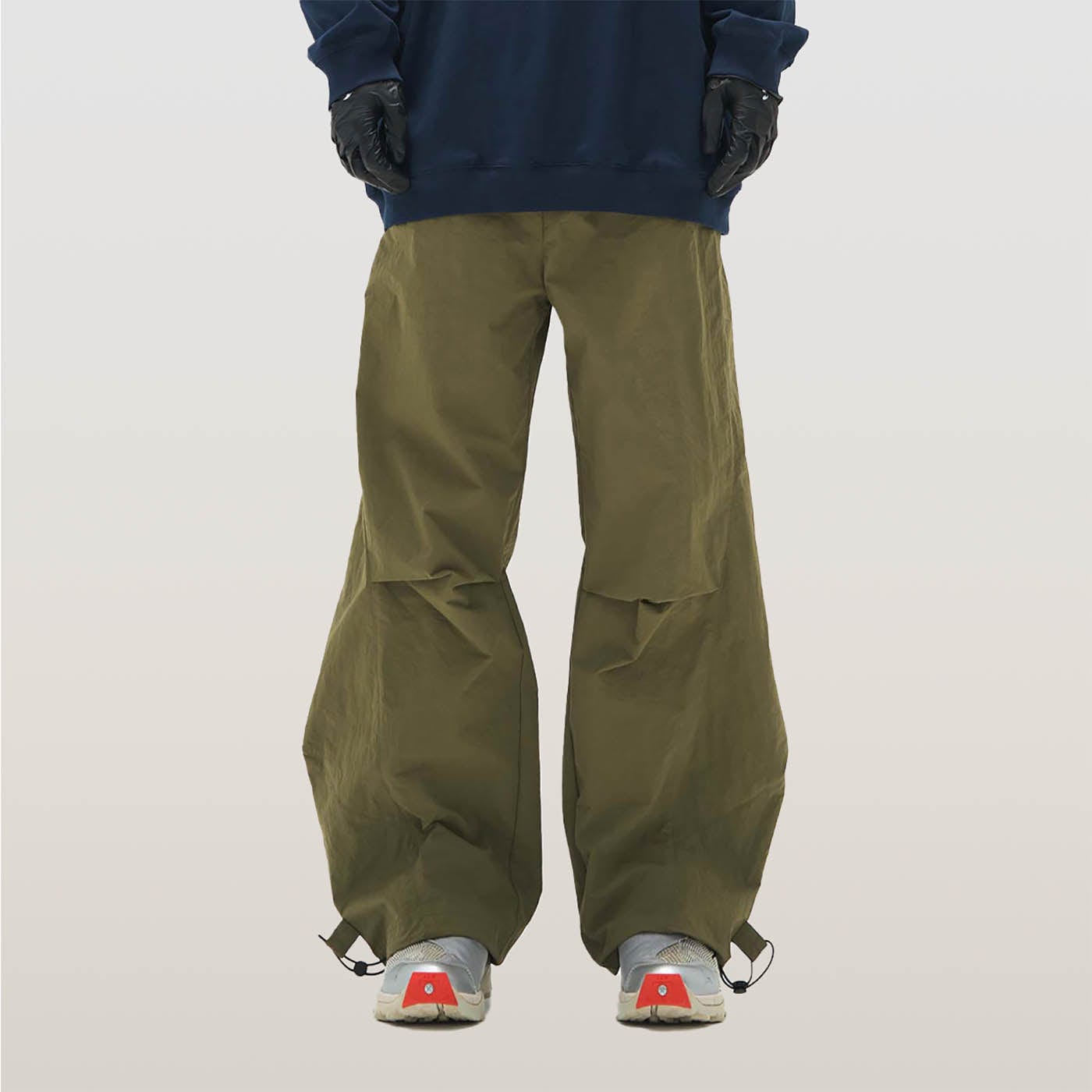 RELABEL Pleated Spliced Parachute Pants, premium urban and streetwear designers apparel on PROJECTISR.com, RELABEL