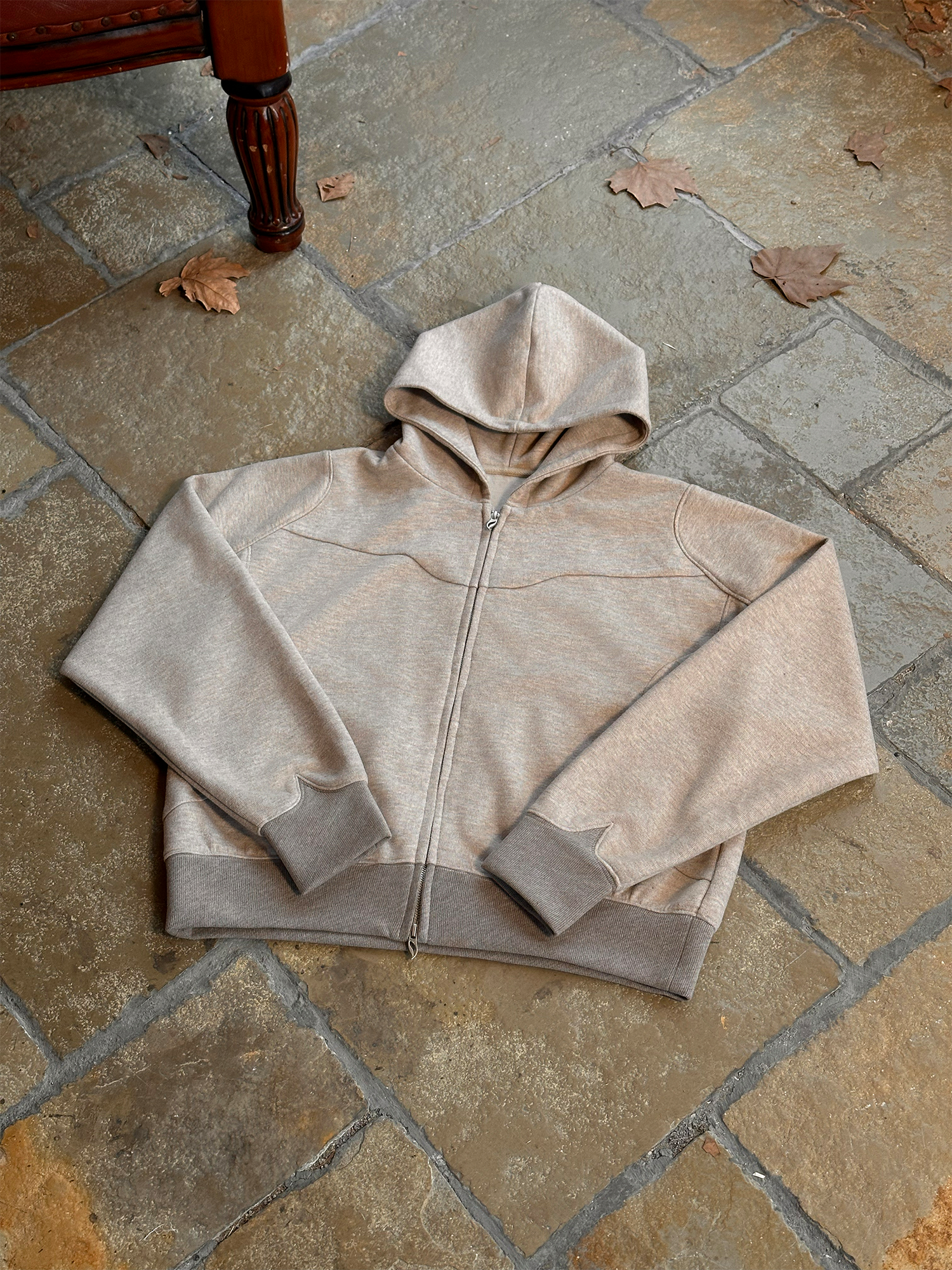 ESAIAS Wool Blend Panel Boxy Hooded Jacket