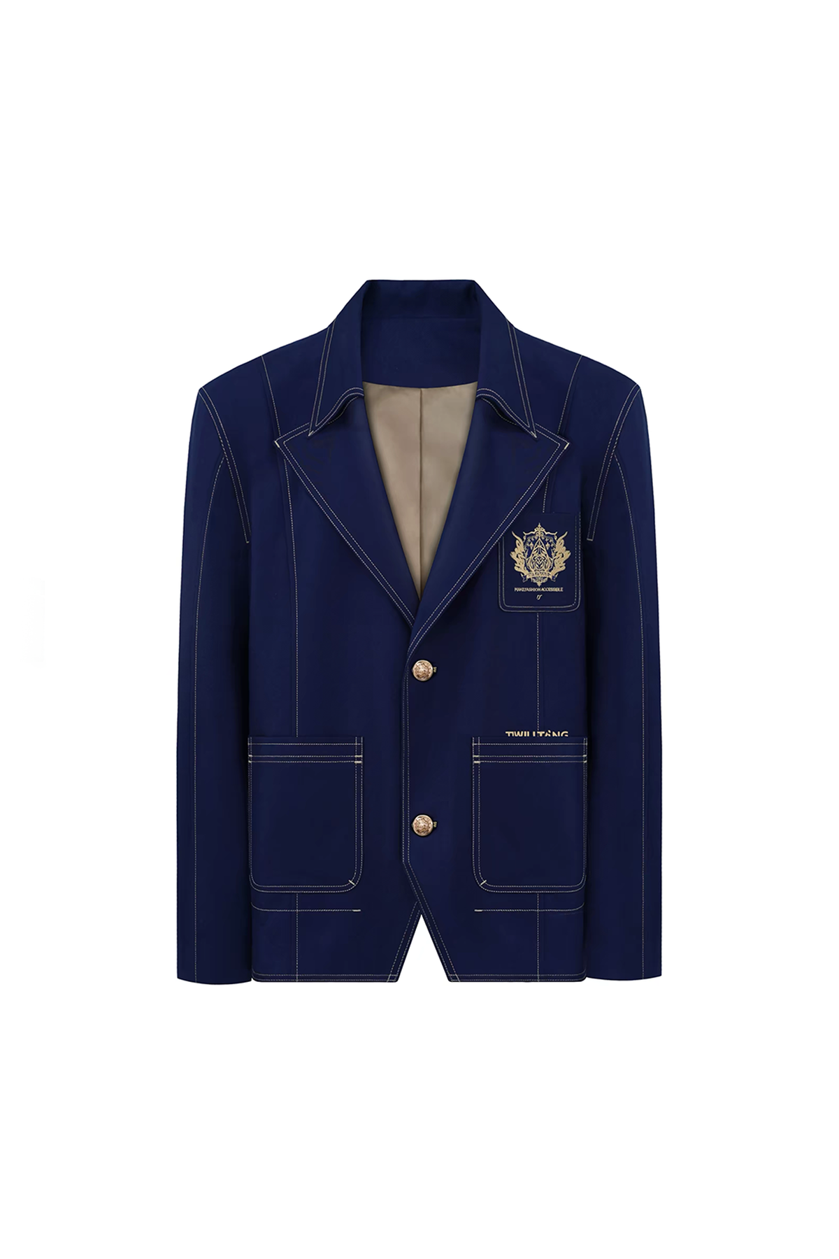 TIWILLTANG Embroidered Badge Lapel Jacket
