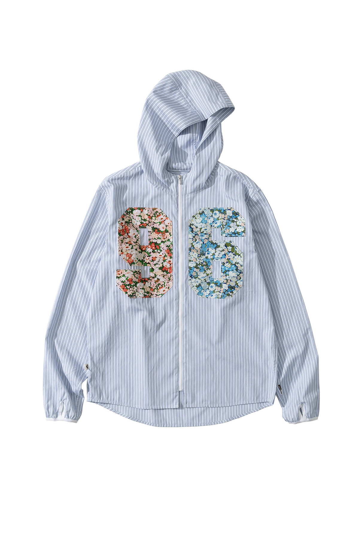 URBAN+FOREST Floral Patchwork Striped Hooded Shirt Jacket, premium urban and streetwear designers apparel on PROJECTISR.com, URBAN+FOREST