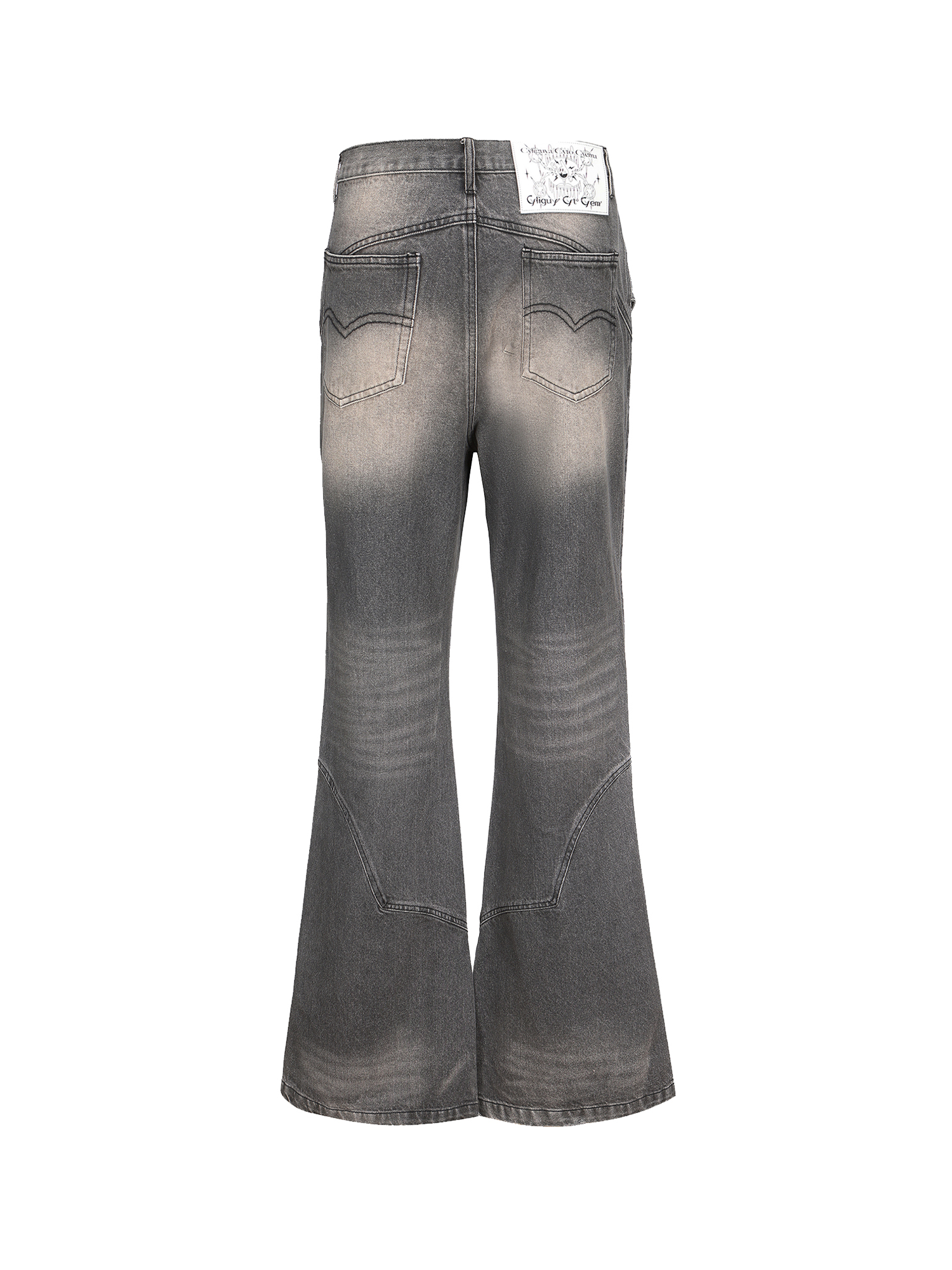 ERISSTOFF Washed Detachable Flared Jeans Gray