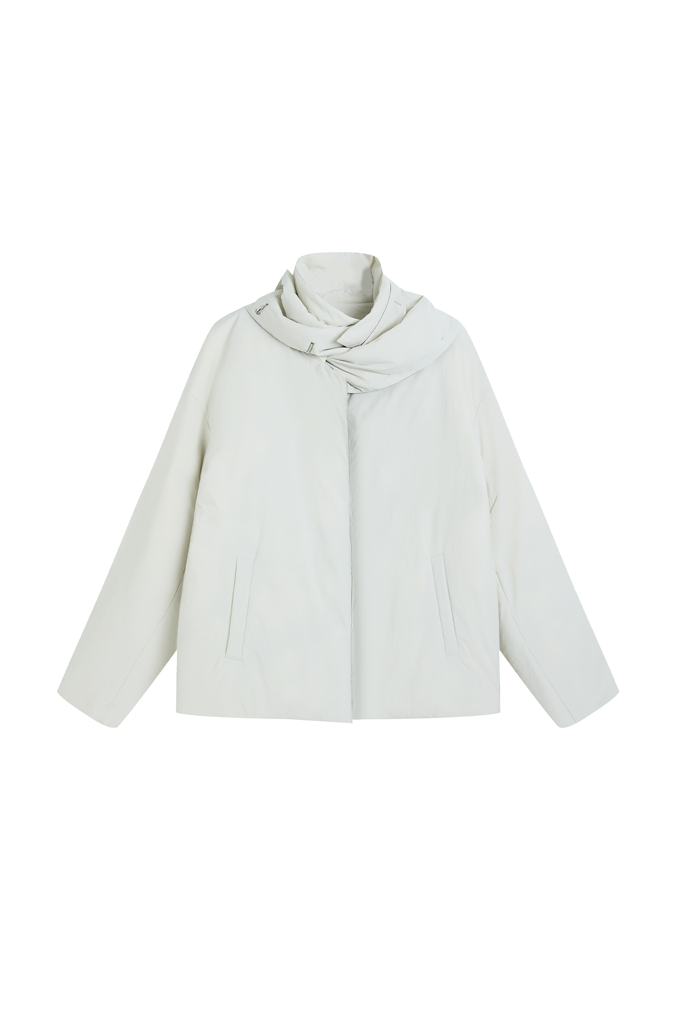 SAME FLOW Layered Contrast Placket Puffer Jacket