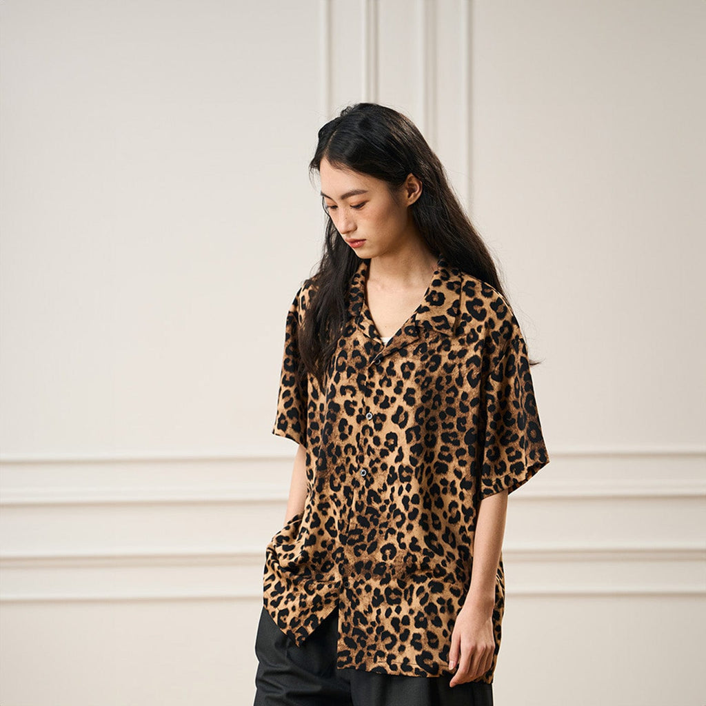 EPIC POETRY Leopard Cuban Half Shirt, premium urban and streetwear designers apparel on PROJECTISR.com, EPIC POETRY