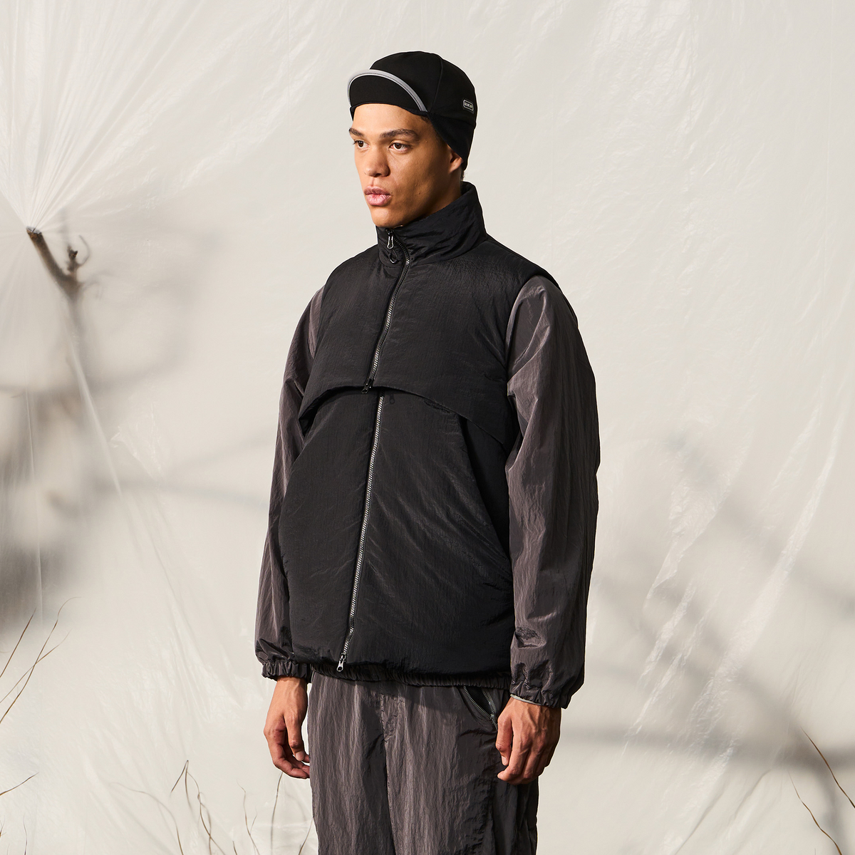 HALCYON Utility Stand-Collar Cotton-Padded Vest, premium urban and streetwear designers apparel on PROJECTISR.com, HALCYON