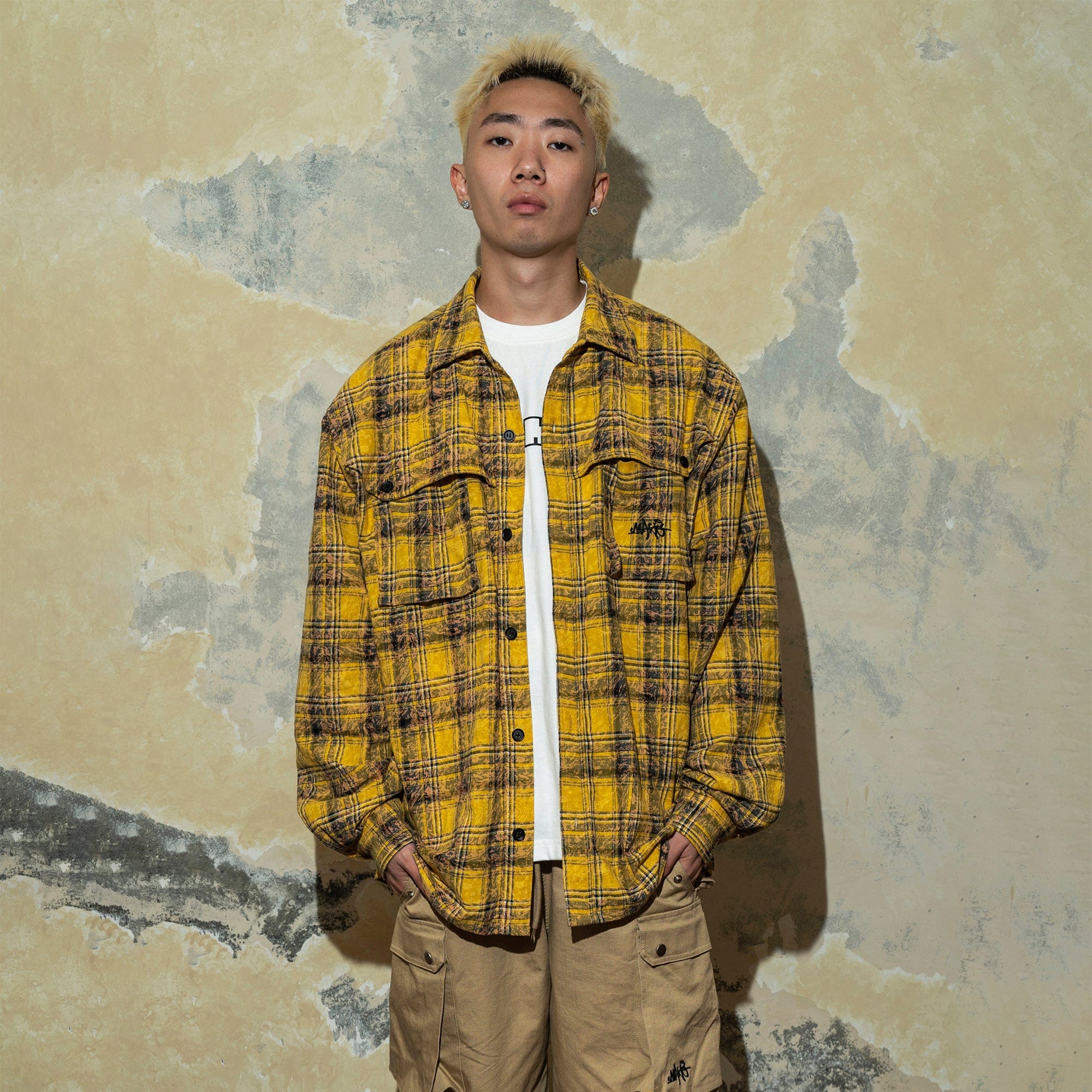 MAKEMORE Retro Plaid Shirt Yellow, premium urban and streetwear designers apparel on PROJECTISR.com, MAKEMORE