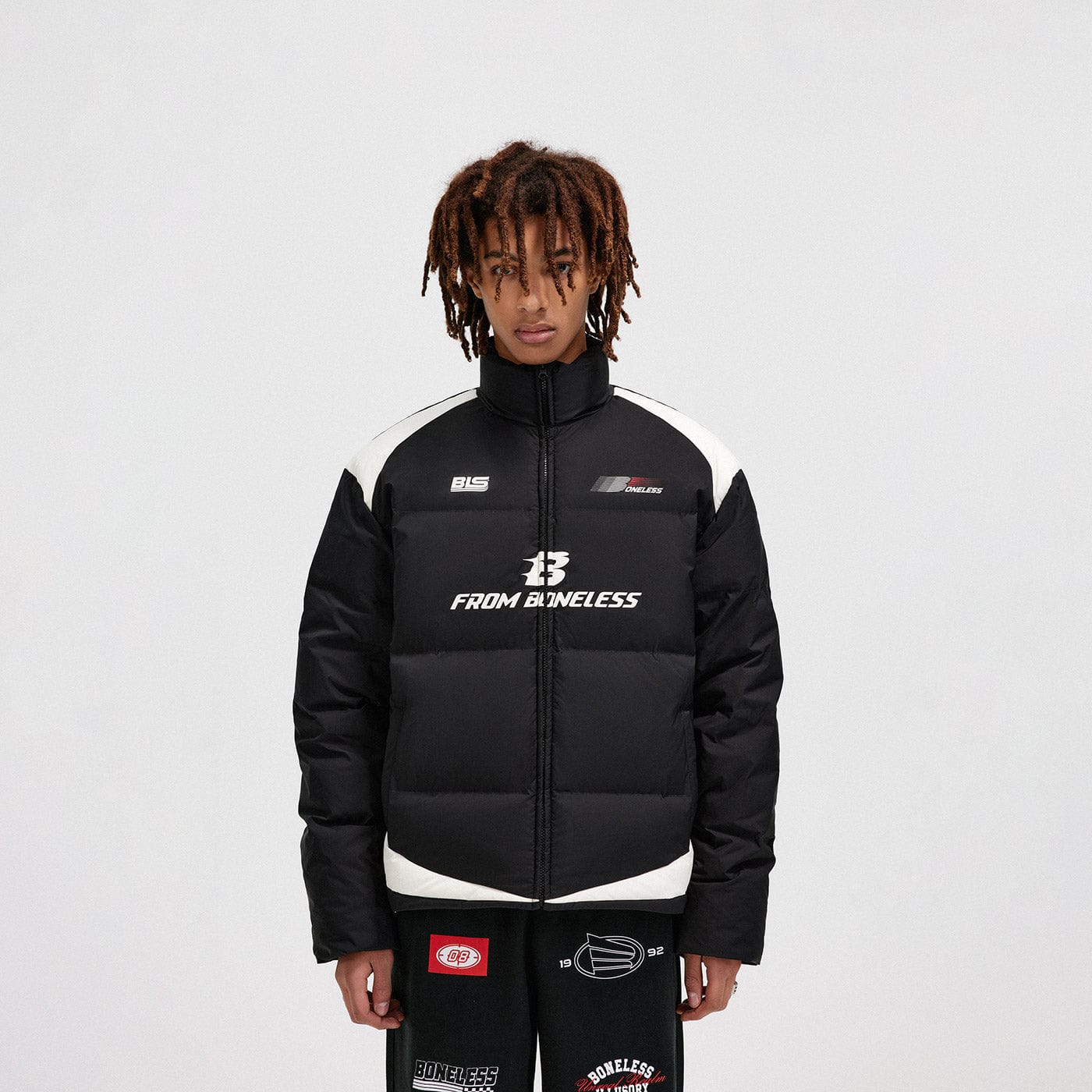 BONELESS Racing Down Jacket, premium urban and streetwear designers apparel on PROJECTISR.com, BONELESS