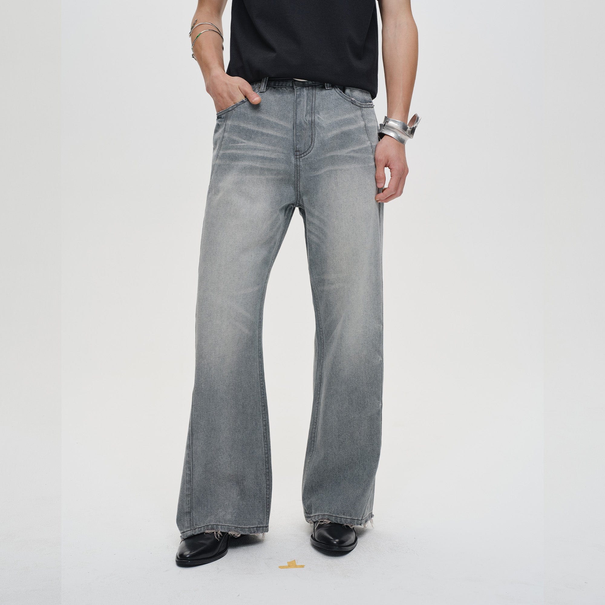 CATSSTAC Retro Mist-Washed Straight-Leg Jeans, premium urban and streetwear designers apparel on PROJECTISR.com, CATSSTAC