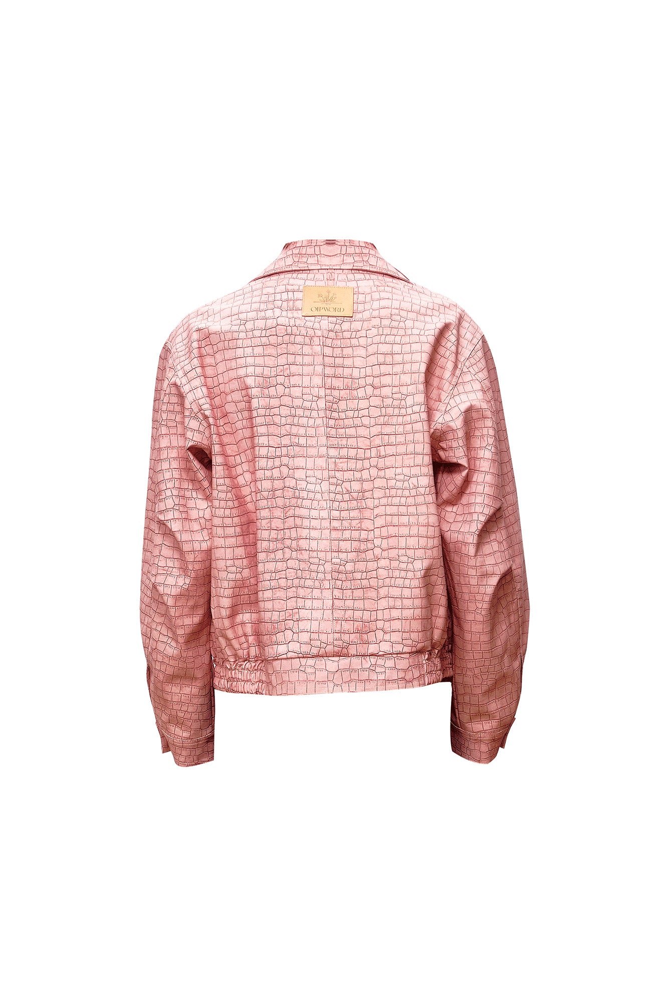 OIPWORD Croc-Embossed Cropped Faux Leather Jacket, premium urban and streetwear designers apparel on PROJECTISR.com, OIPWORD