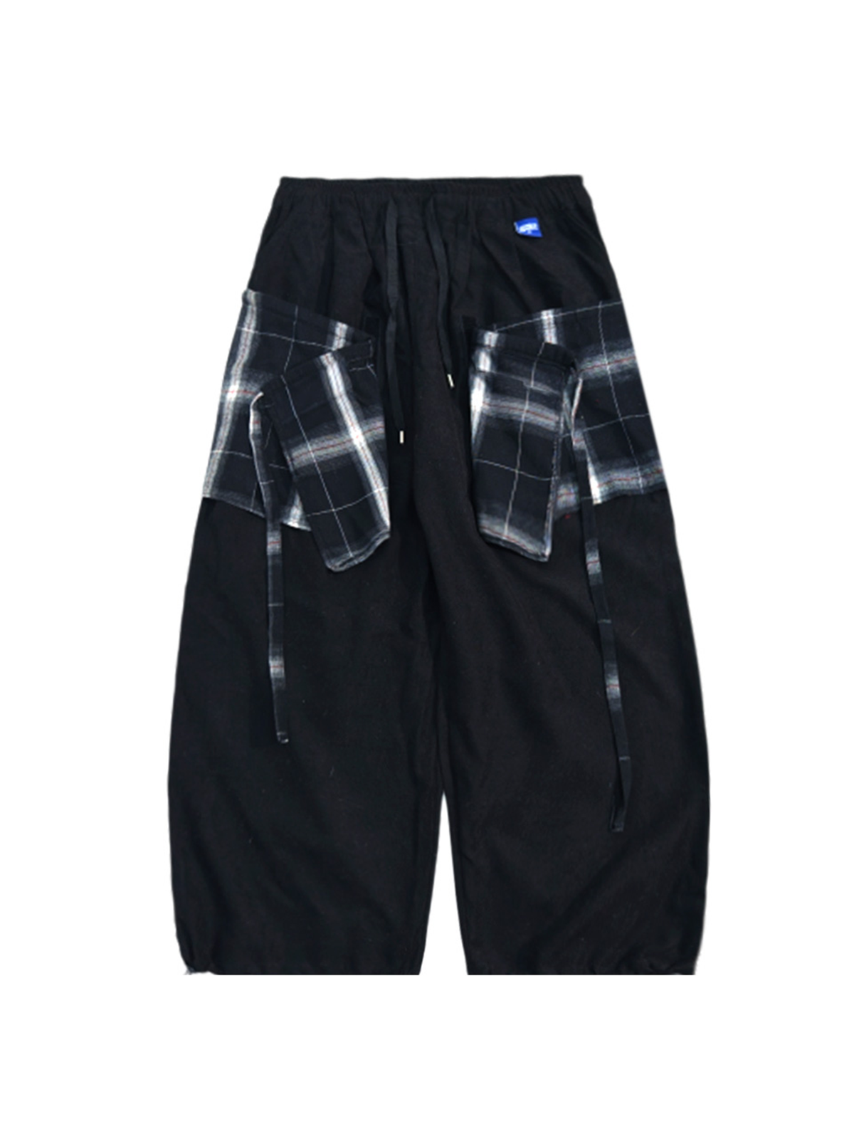 UUCSCC Layered Plaid Wide-Leg Jogger Pants