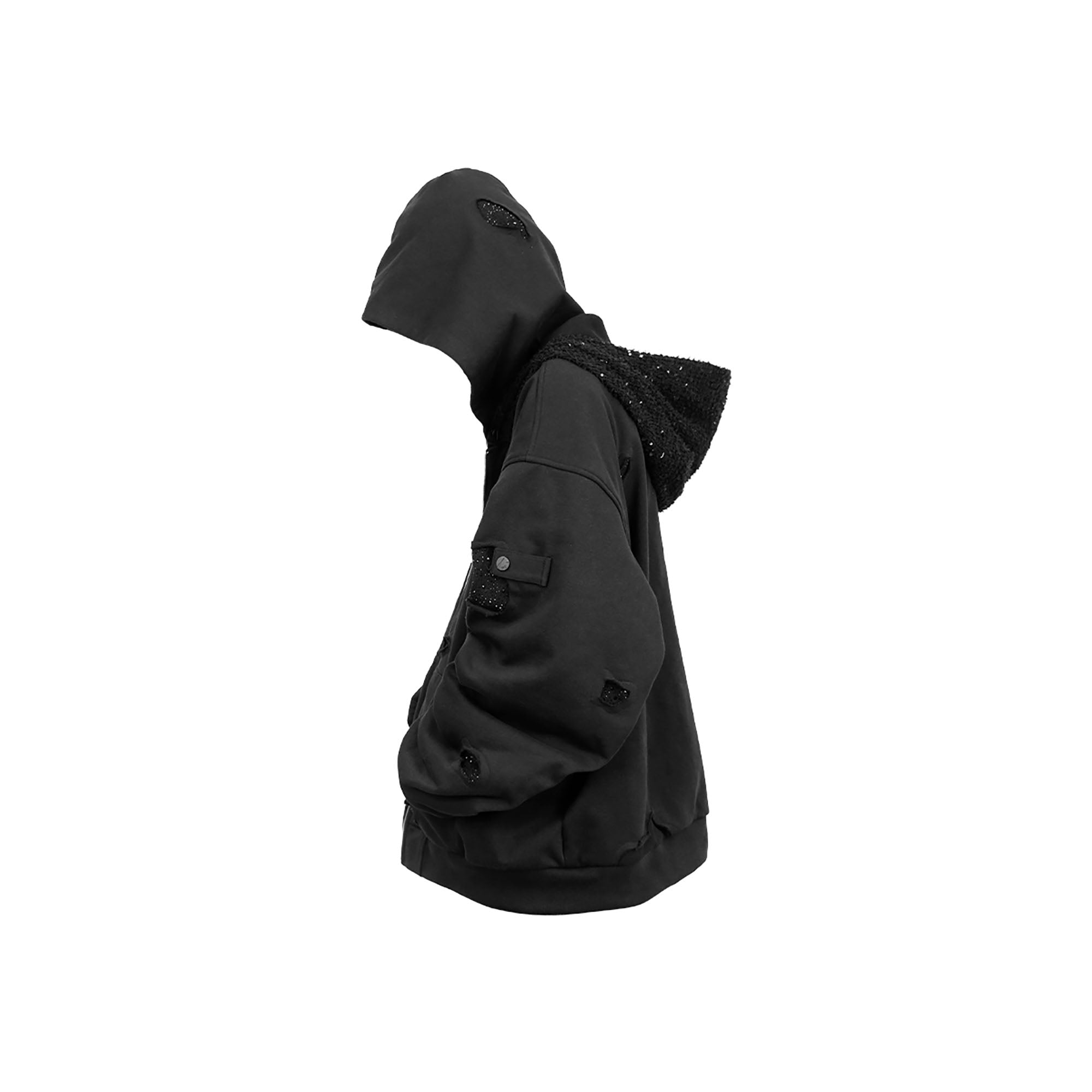 RELABEL Detachable Diamond Layered Hood Jacket, premium urban and streetwear designers apparel on PROJECTISR.com, RELABEL