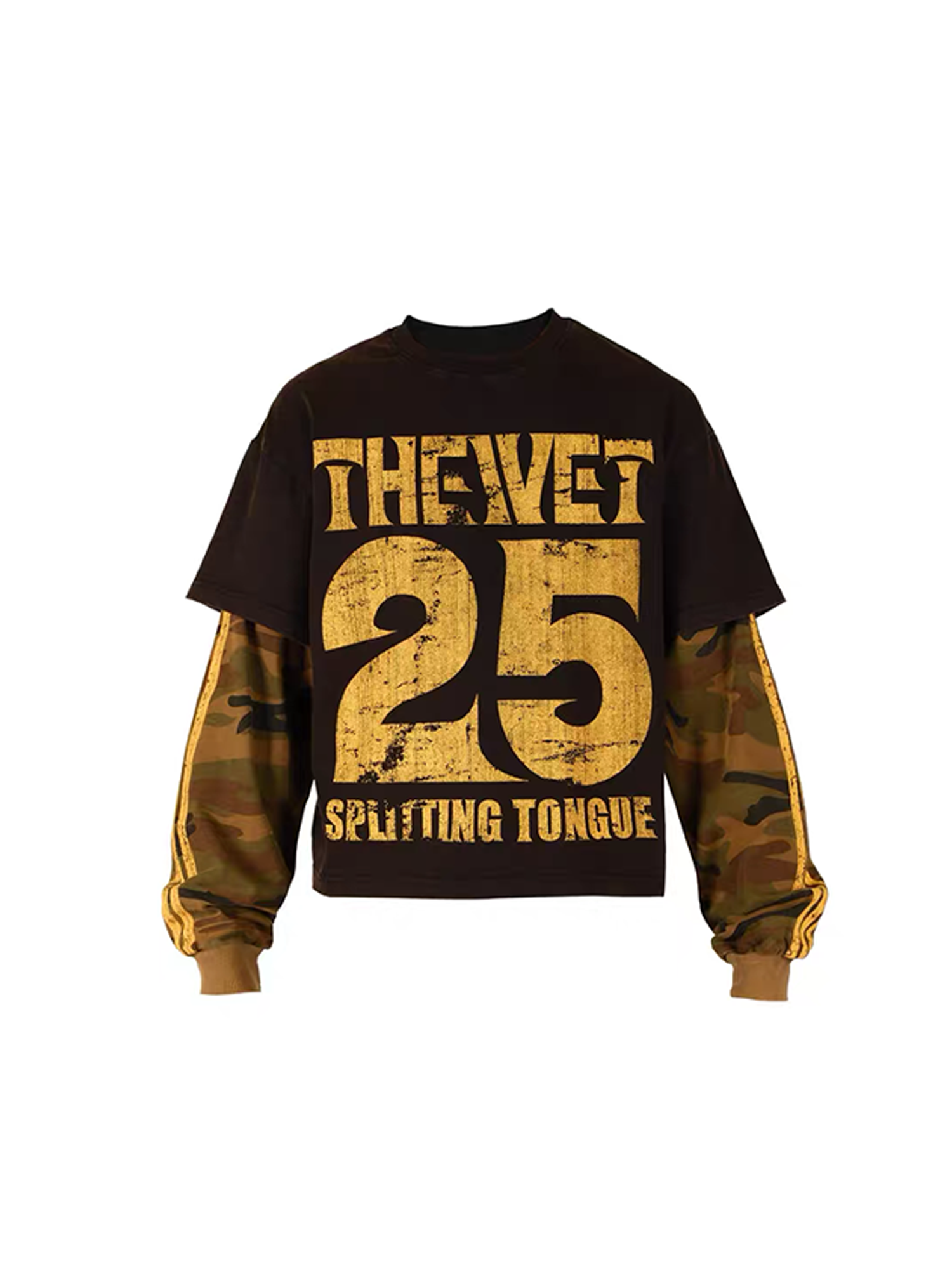 THEWET Camo Washed Layered Long-Sleeve Tee