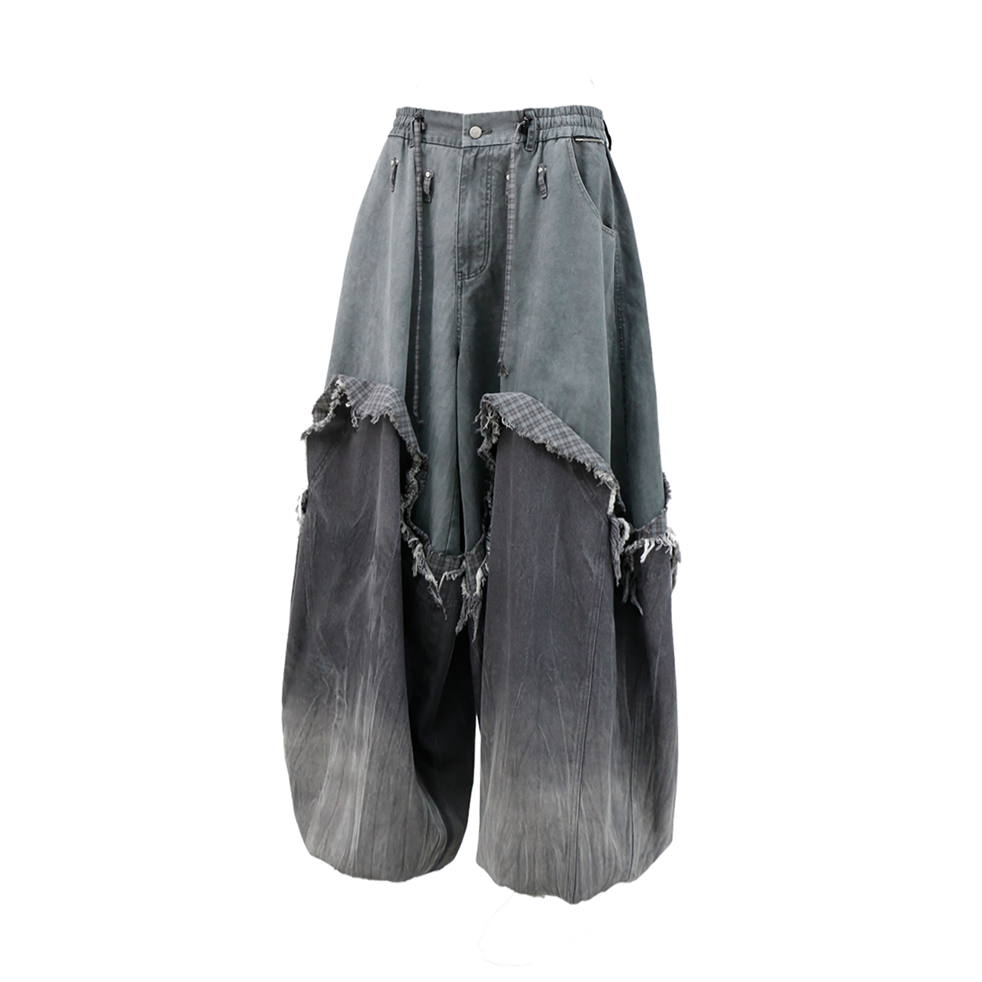 RELABEL Gradient Wash Denim Panel Balloon Pants Gray