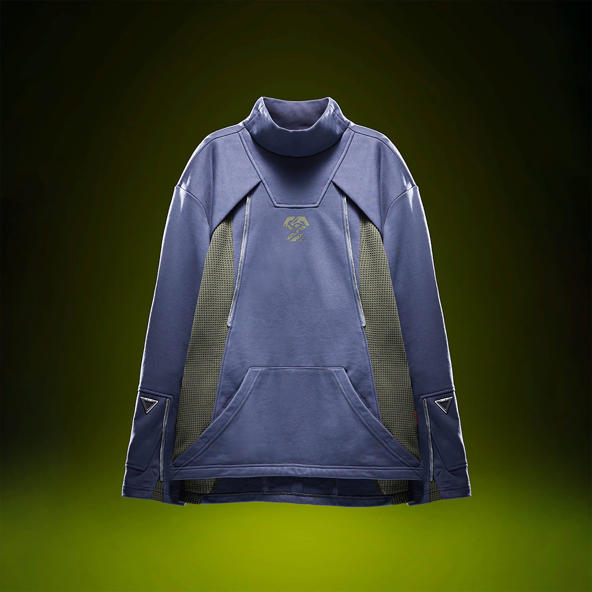 XIPHEVIL Mesh Paneled Tactical Turtleneck Sweatshirt Blue