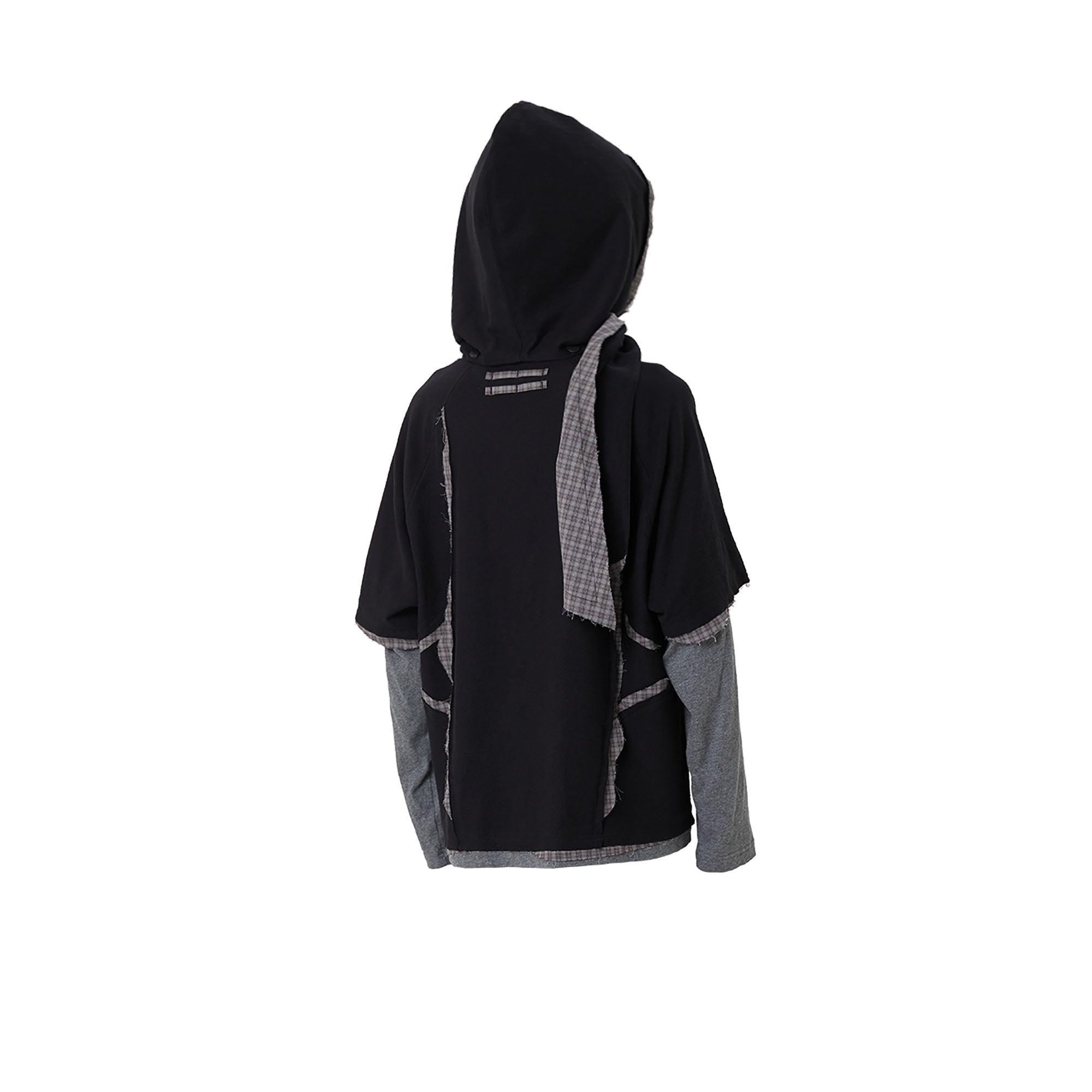 RELABEL Detachable Snood Hood Spliced Long-Sleeve Tee