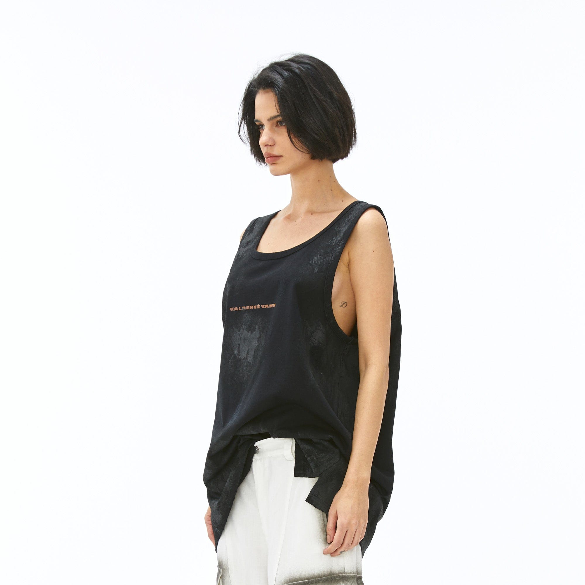 VANN VALRENCE Washed-Dyed Oversized Tank Top