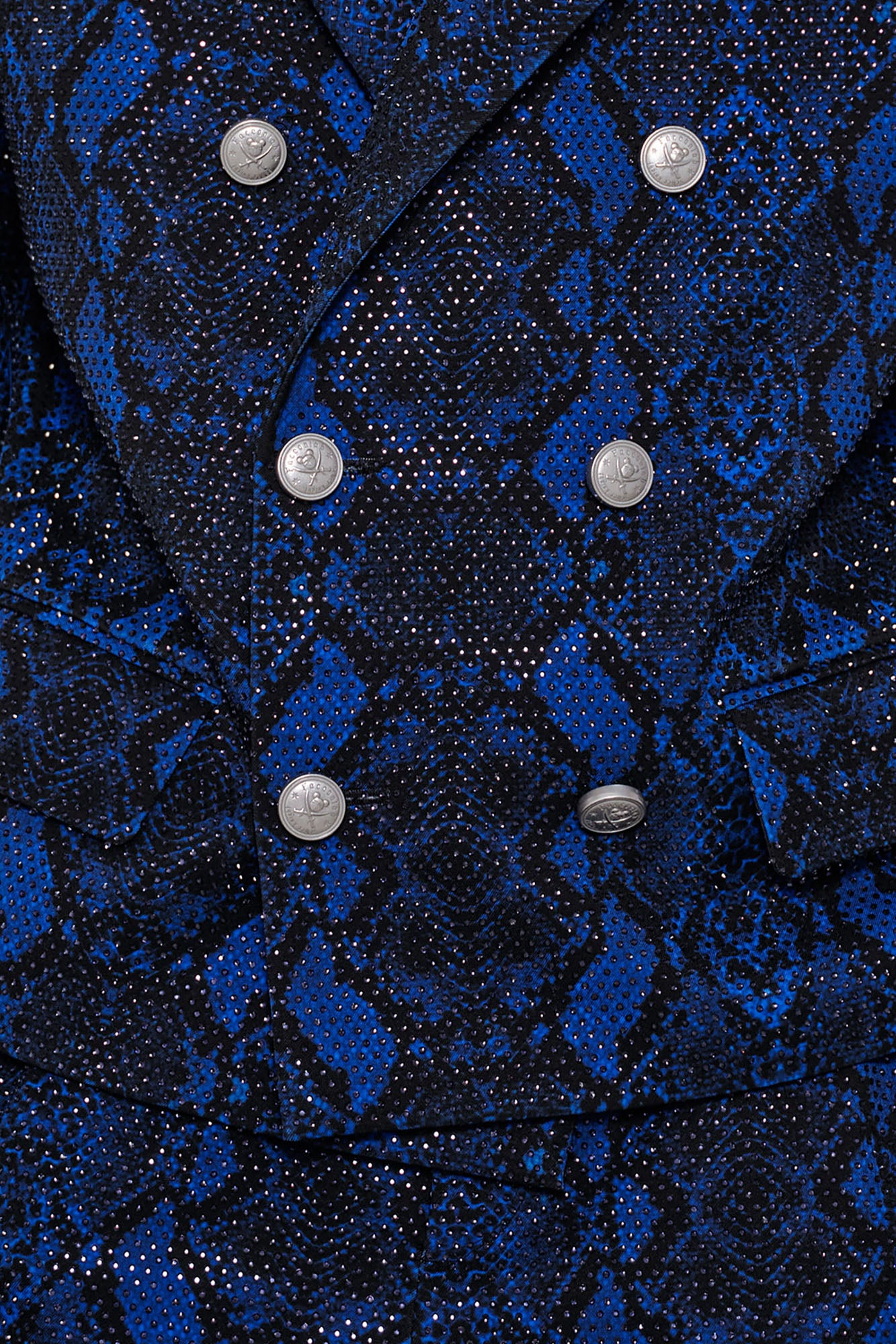 FACEONLAB Snake Diamond Double-Breasted Blazer