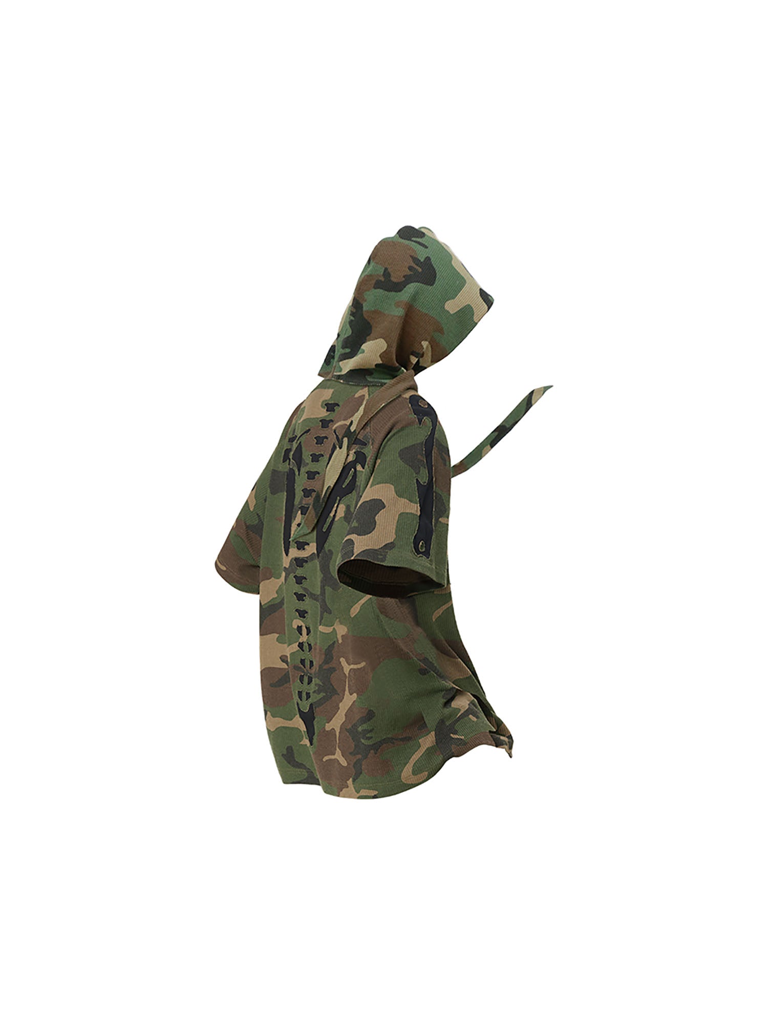 RELABEL Camo Detachable Hood Skeleton Graphic Tee