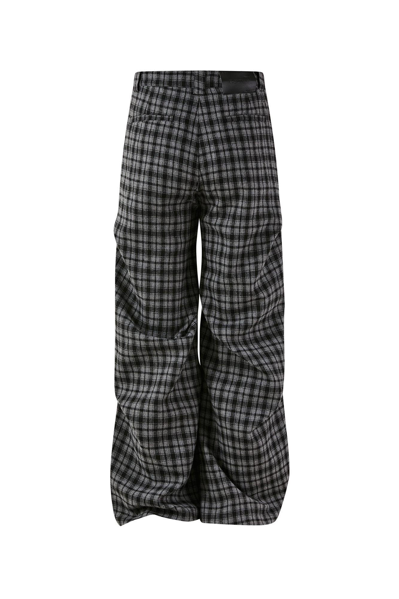 PASET Retro Plaid Folded Straight-Leg Trousers