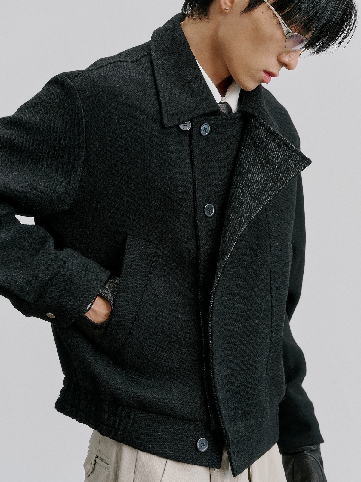 CATSSTAC Retro Wool-Blend Asymmetric Double-Placket Jacket