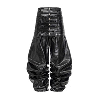 REBEL WAVE Multi-Waist Faux Leather Curved Pants