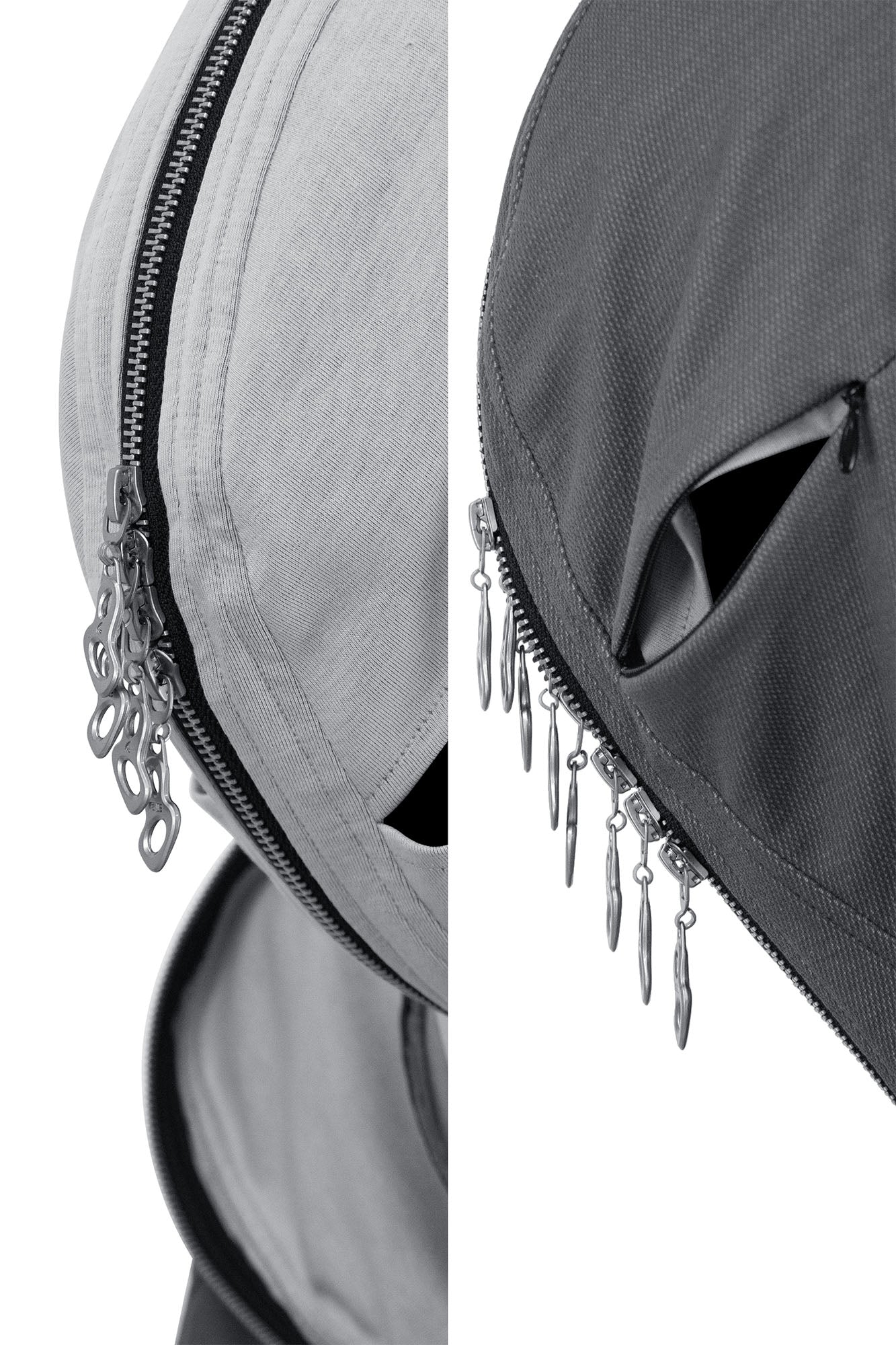 RELABEL Layered Multi-Zip Mask Hood Jacket Gray