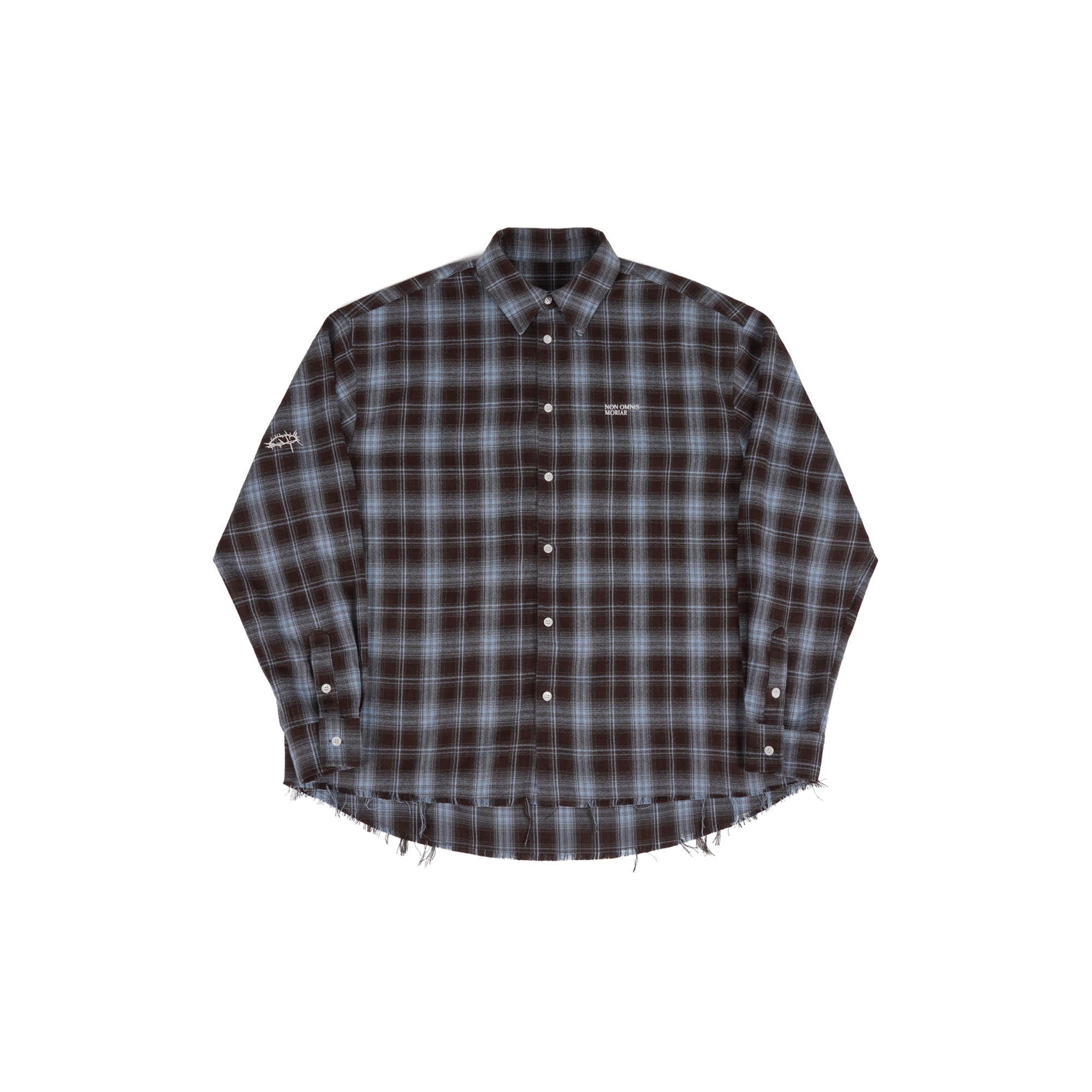UNDERWATER Plaid Raw Edge Shirt  Blue