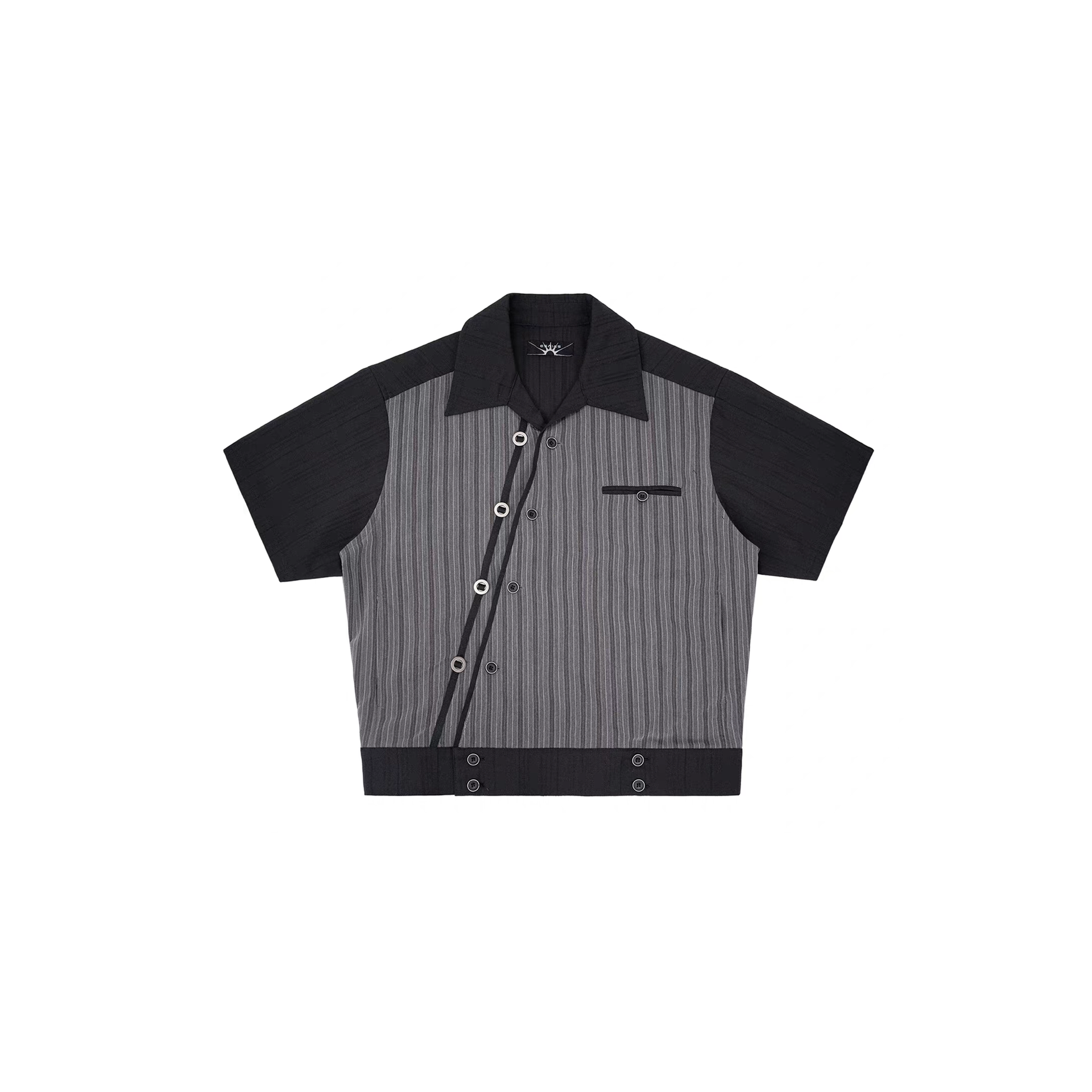 ESAIAS Jacquard Pinstripe Asymmetrical Paneled Half Shirt