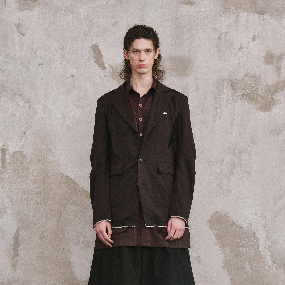 ILNya Nieternite Nifutur Spliced Knit Blazer Jacket