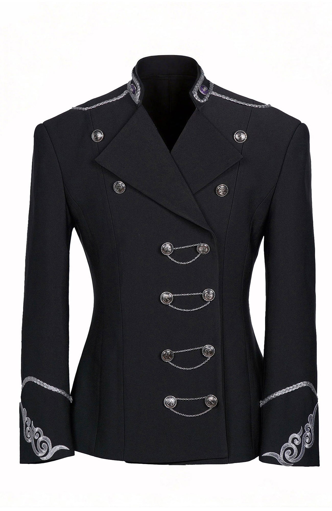 SHANG JIE Chain Button Ornate Cuff Embroidery Blazer