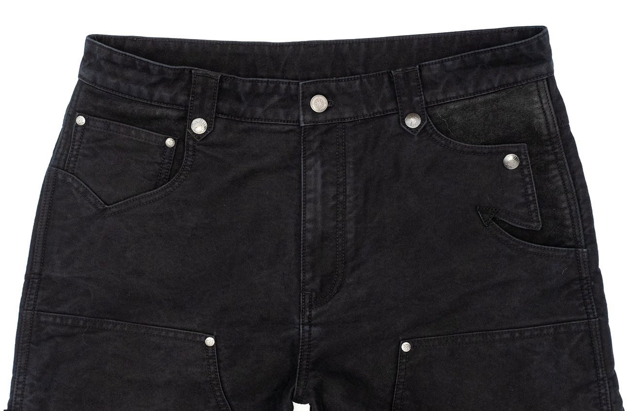 IN EXISTENCE Leather Splice Double-Knee Carpenter Pants, premium urban and streetwear designers apparel on PROJECTISR.com, IN EXISTENCE