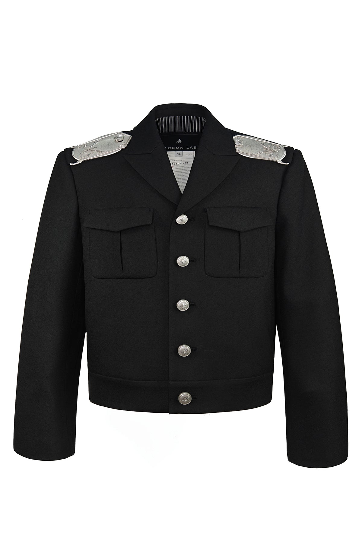 FACEONLAB Striped Epaulette Lapel Jacket