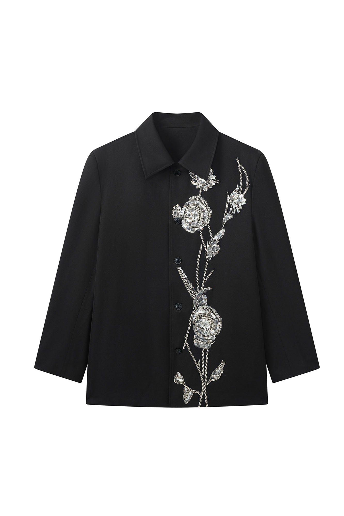 JIECHI Embellished Floral Side-Slit Jacket, premium urban and streetwear designers apparel on PROJECTISR.com, JIECHI