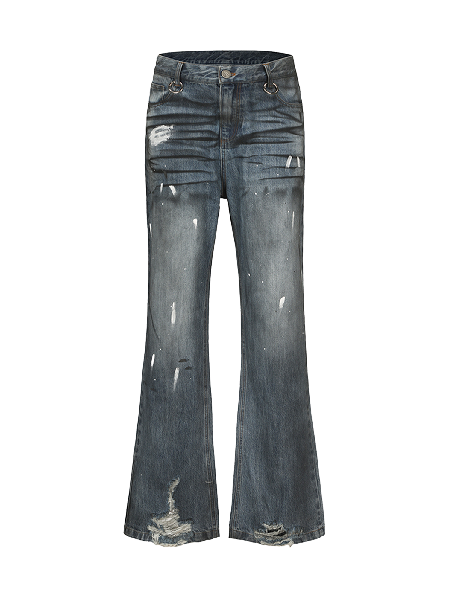 CYCYCY Retro Washed Distressed Flared Jeans