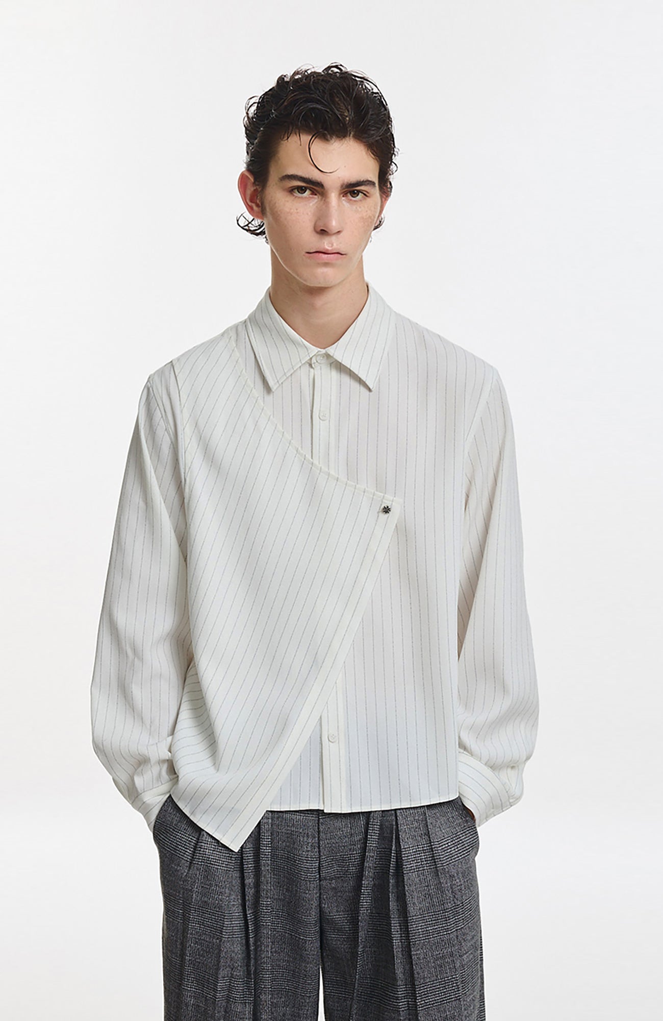 KREATE Asymmetric Layered Stripe Shirt