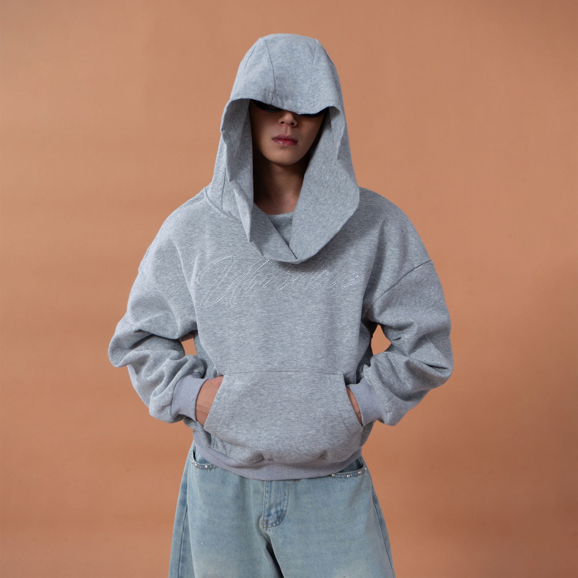 CLP Oversized Cowl-Hood Pearl-Stud Hoodie, premium urban and streetwear designers apparel on PROJECTISR.com, CLP