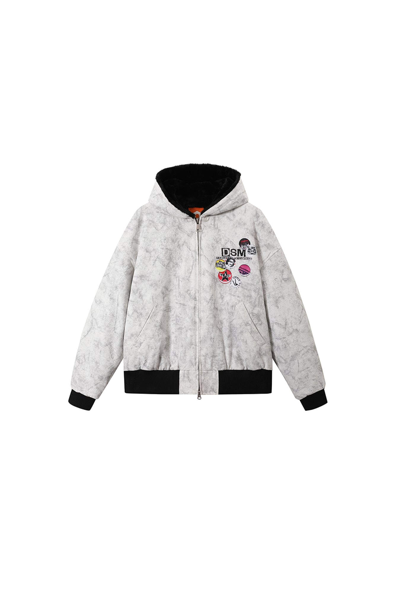 DONSMOKE Faux Fur Lined Camo Hooded Jacket