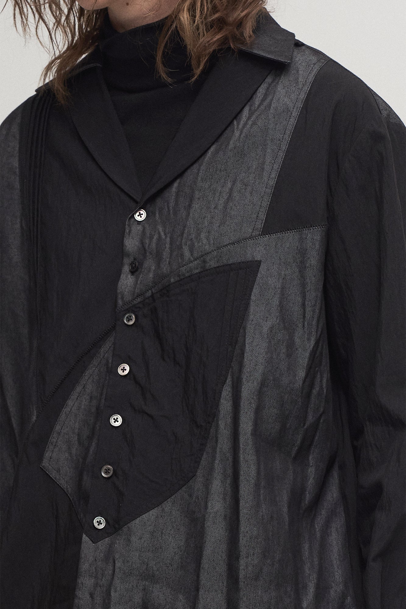 ILNya Nieternite Nifutur Asymmetrical Spliced Shirt, premium urban and streetwear designers apparel on PROJECTISR.com, ILNya Nieternite Nifutur