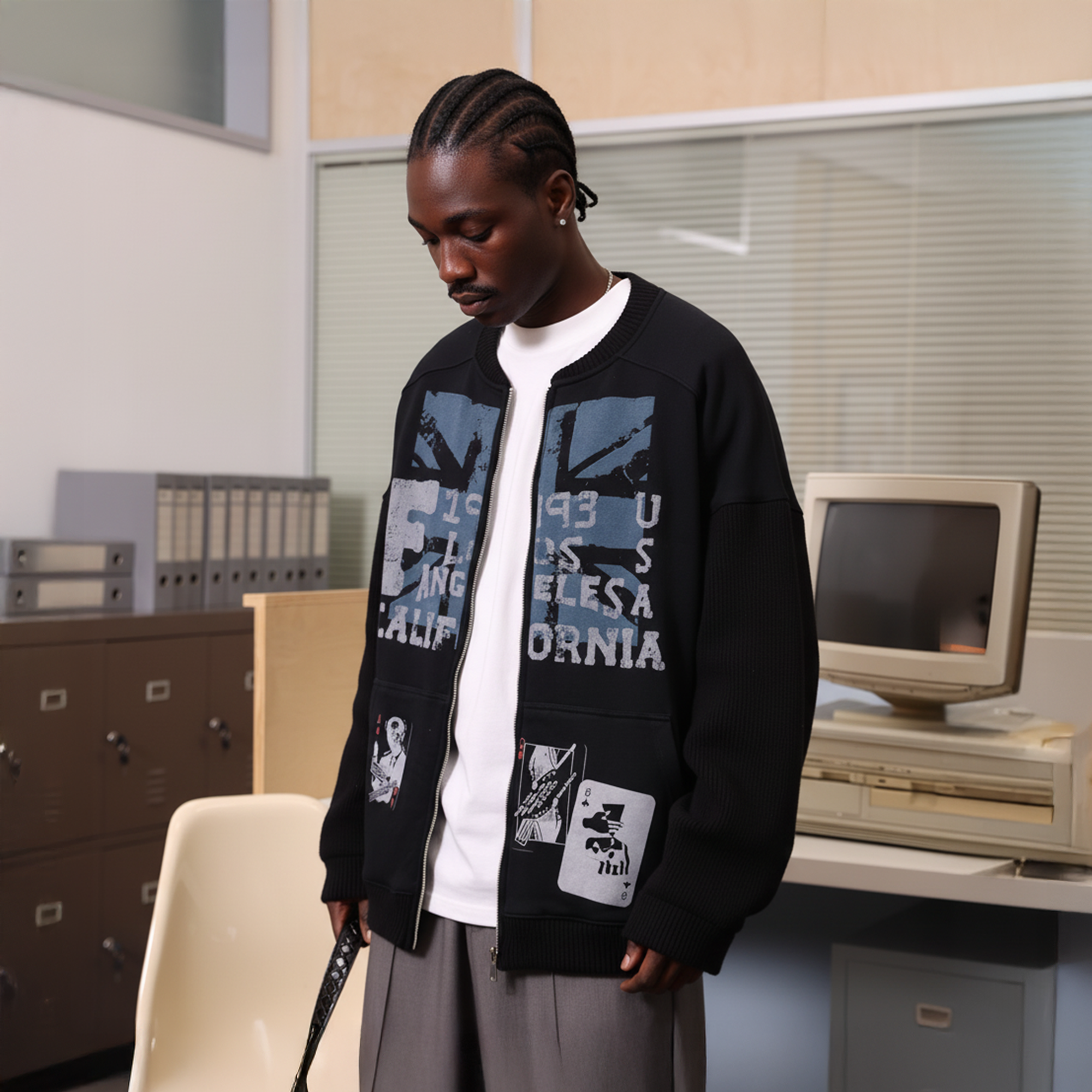 ERROR CODE ROBOT Union Jack Graphic Oversized Jacket