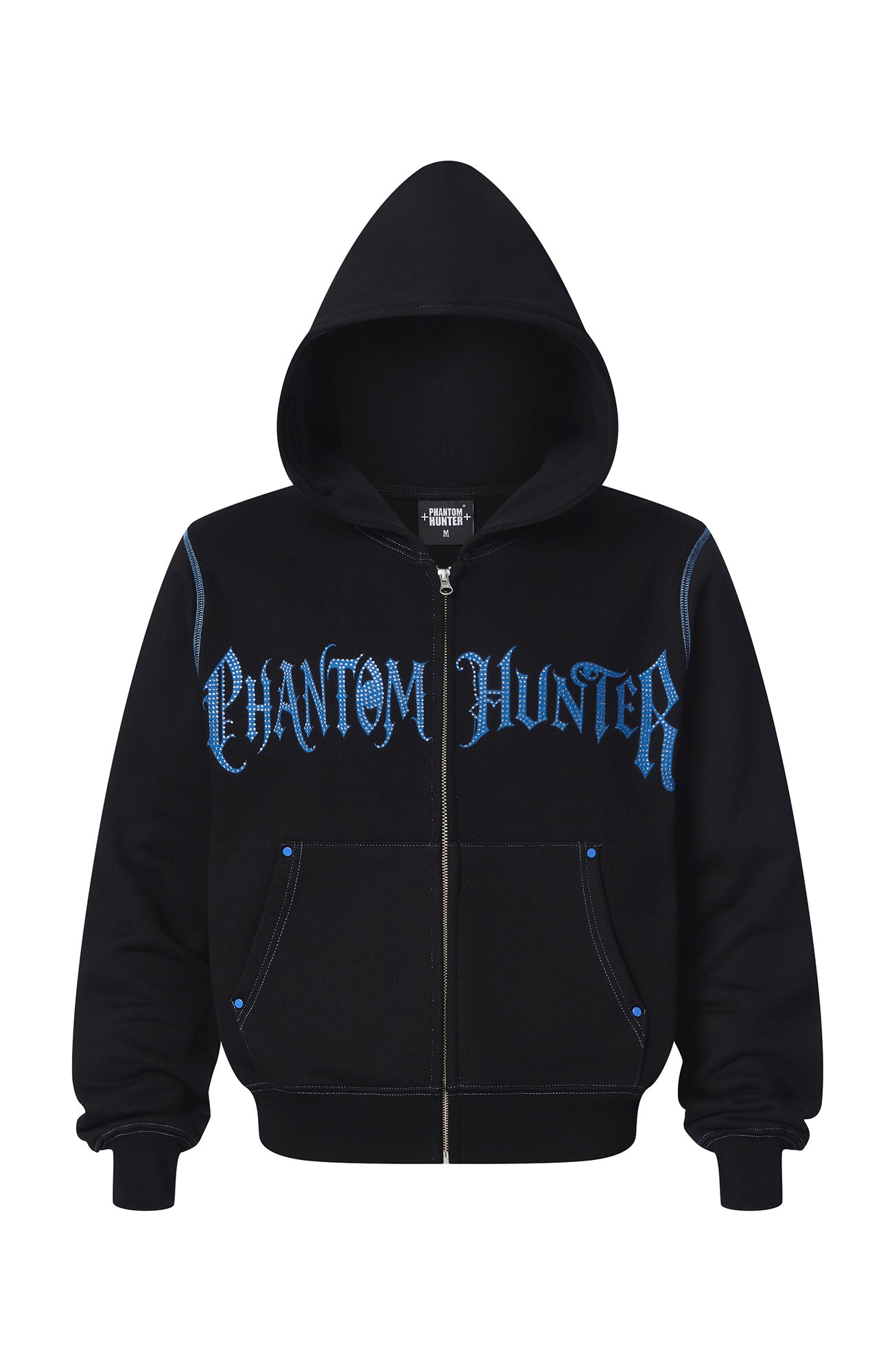 PHANTOMHUNTER Diamond Graphic Cropped Zip Hoodie, premium urban and streetwear designers apparel on PROJECTISR.com, PHANTOMHUNTER